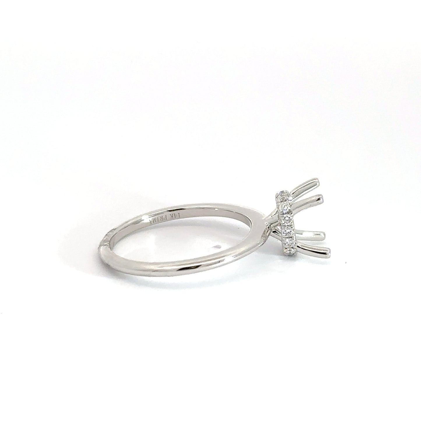 14k White Gold Semi Set Oval .14cttw
