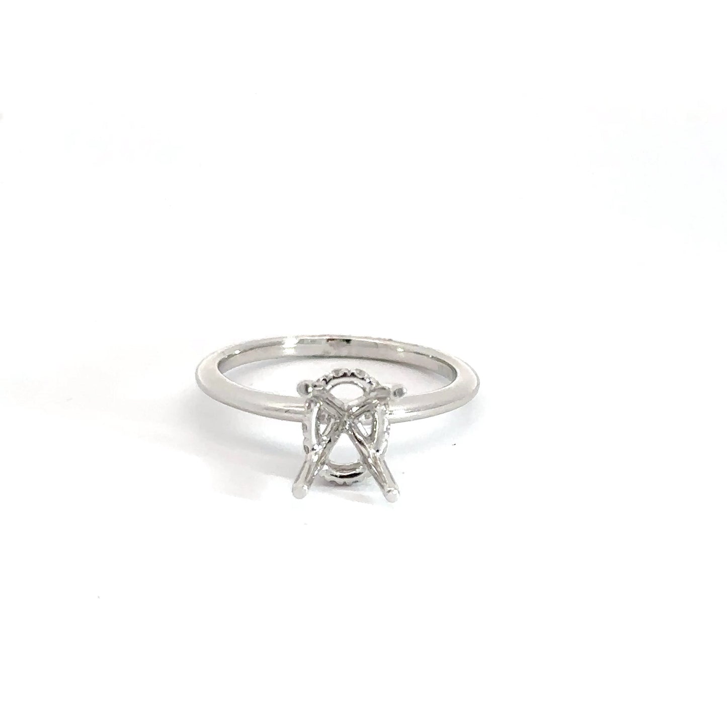 14k White Gold Semi Set Oval .14cttw