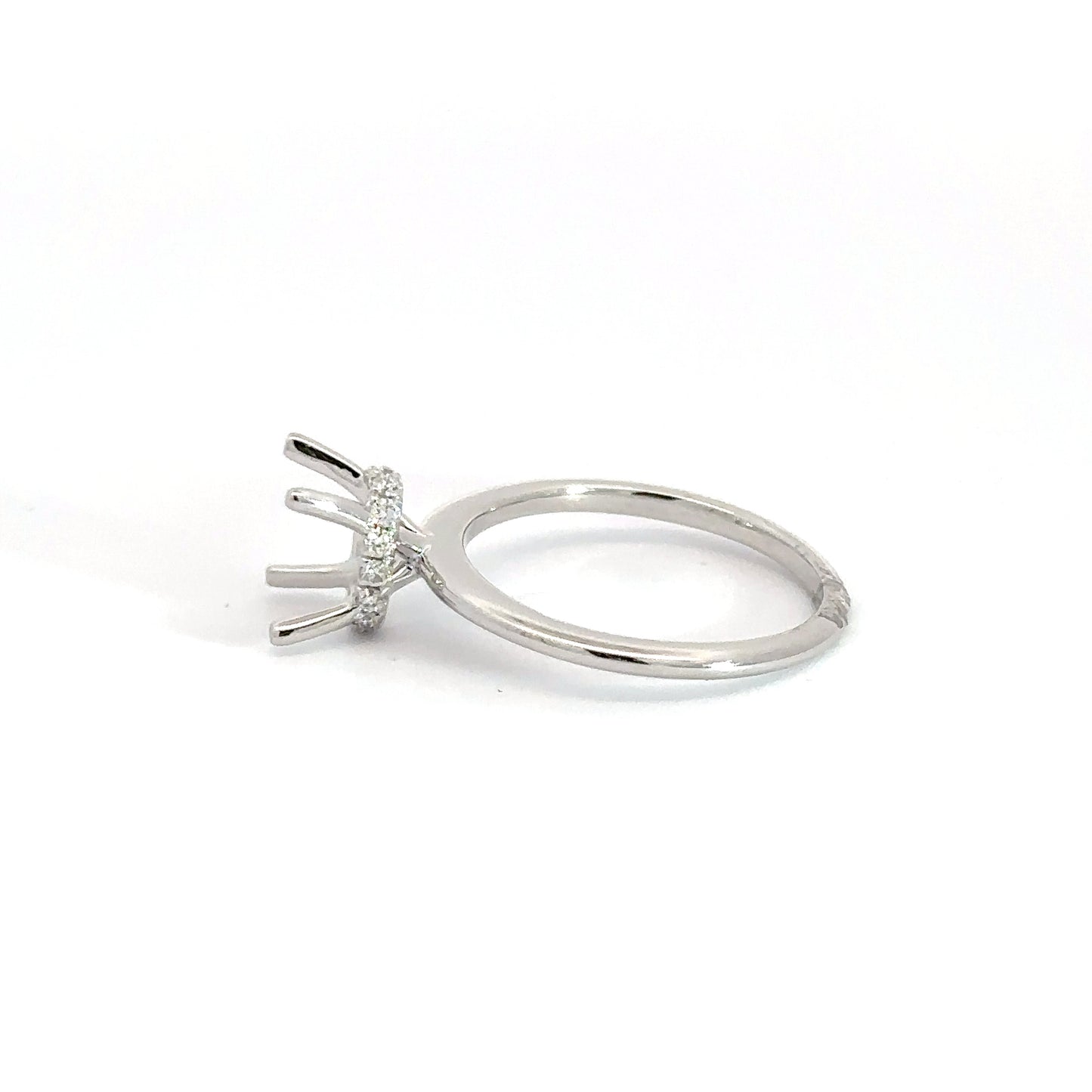 14k White Gold Semi Set Oval .14cttw