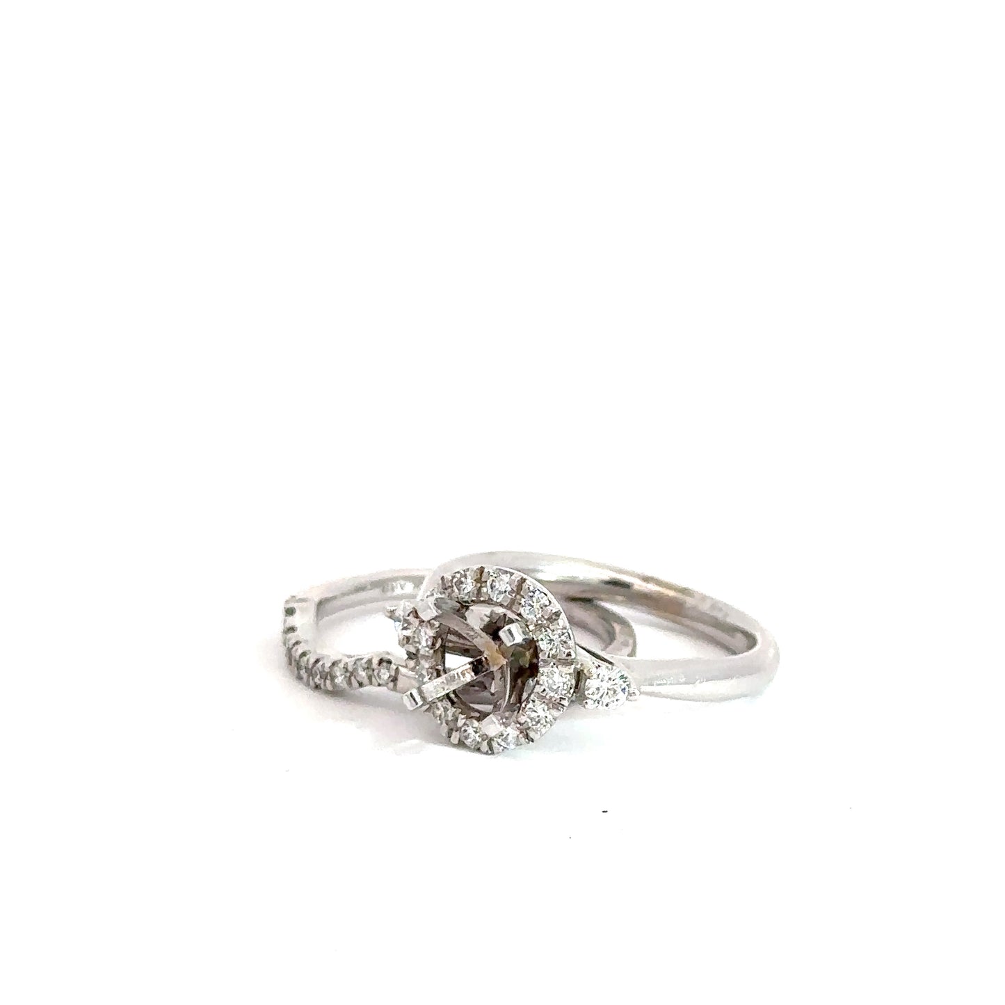 14k White Gold Semi-Mount Round Brilliant Bridal Set .45cttw