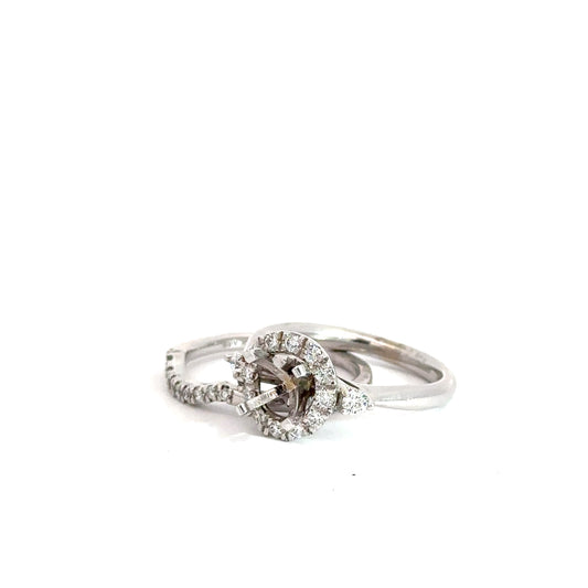 14k White Gold Semi-Mount Round Brilliant Bridal Set .45cttw