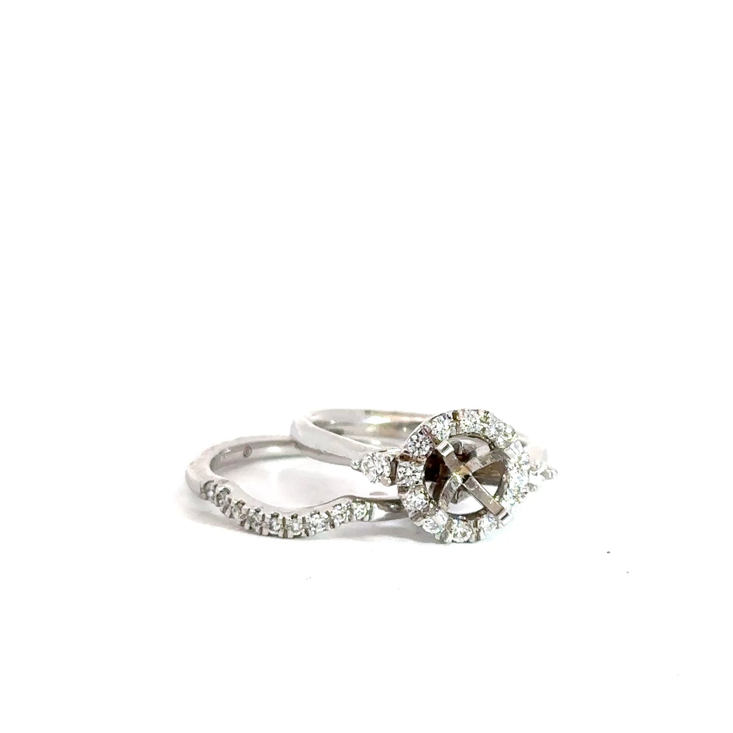 14k White Gold Semi-Mount Round Brilliant Bridal Set .45cttw