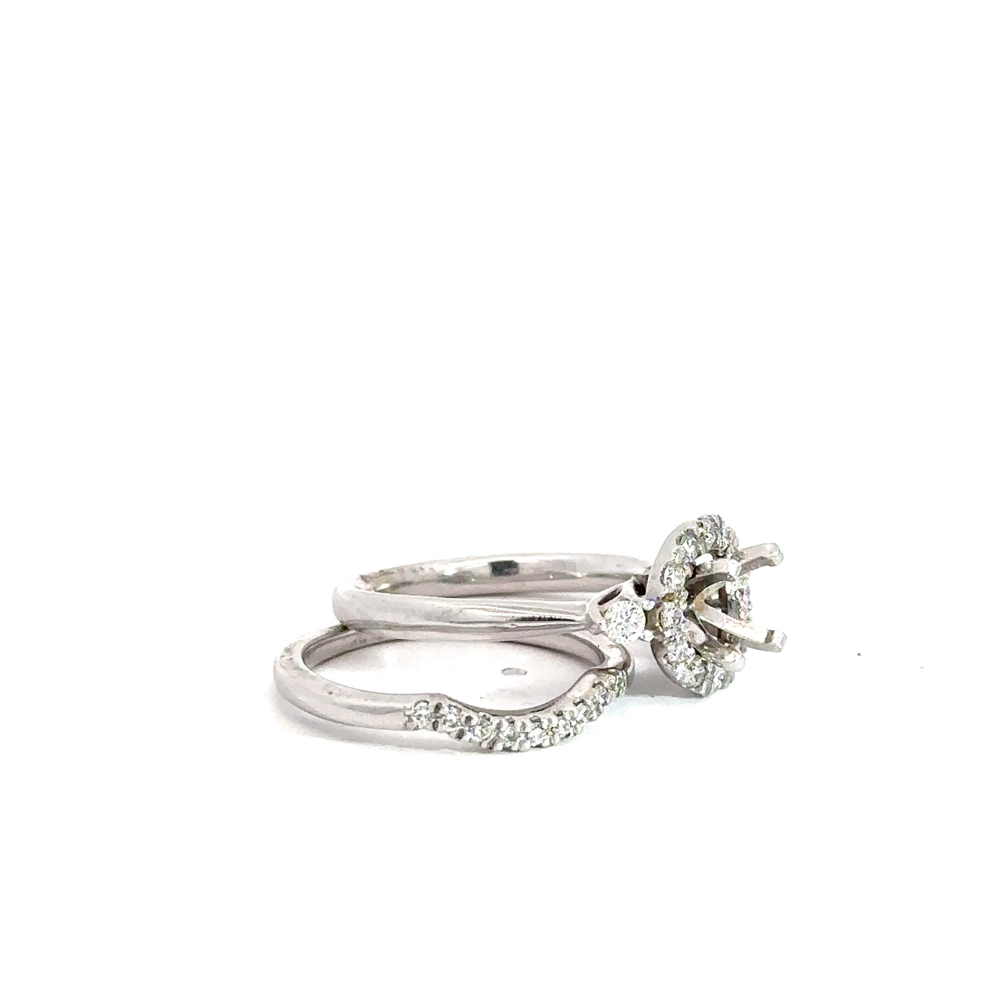 14k White Gold Semi-Mount Round Brilliant Bridal Set .45cttw