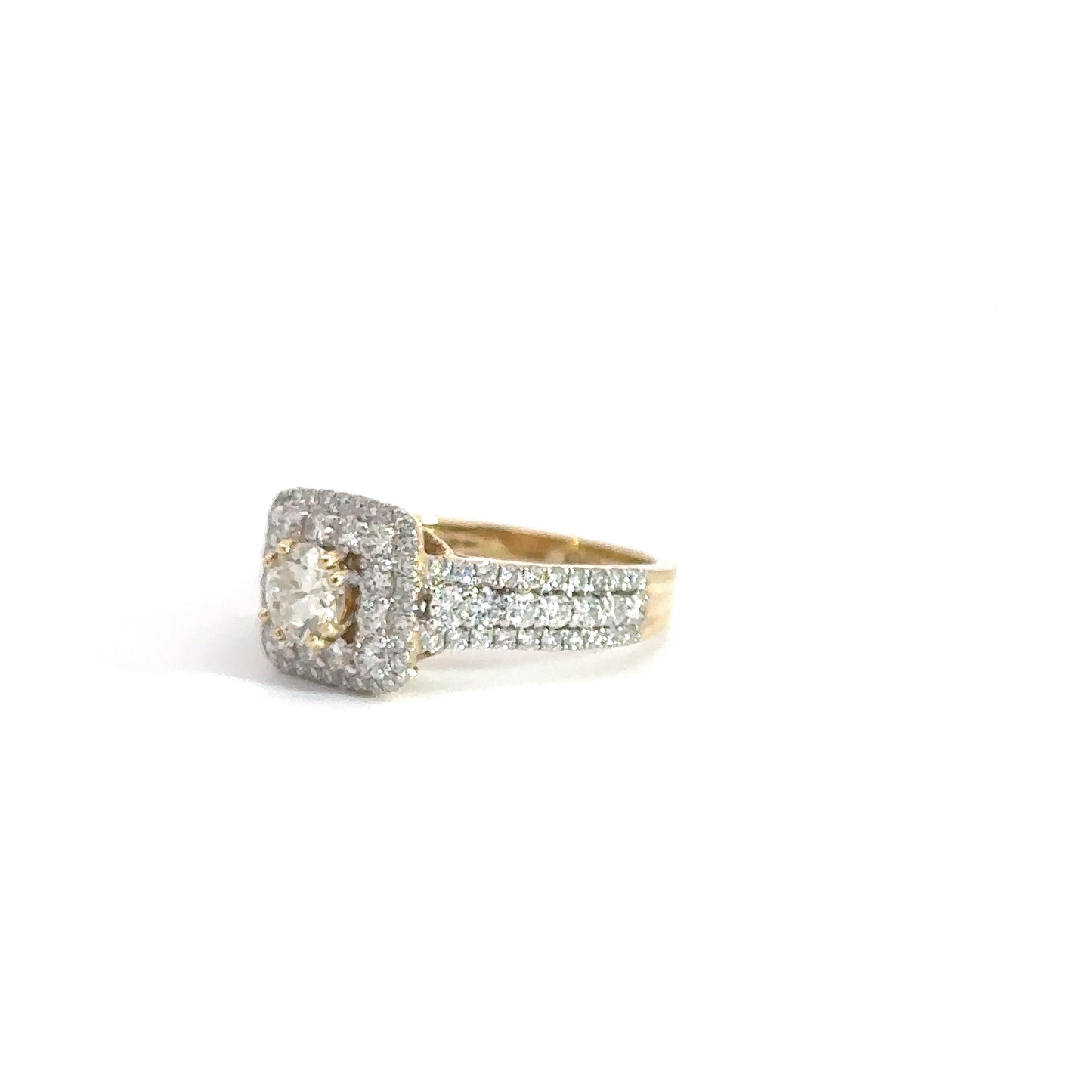 14k Yellow Gold Square Shaped Engagement Ring 1.20cttw