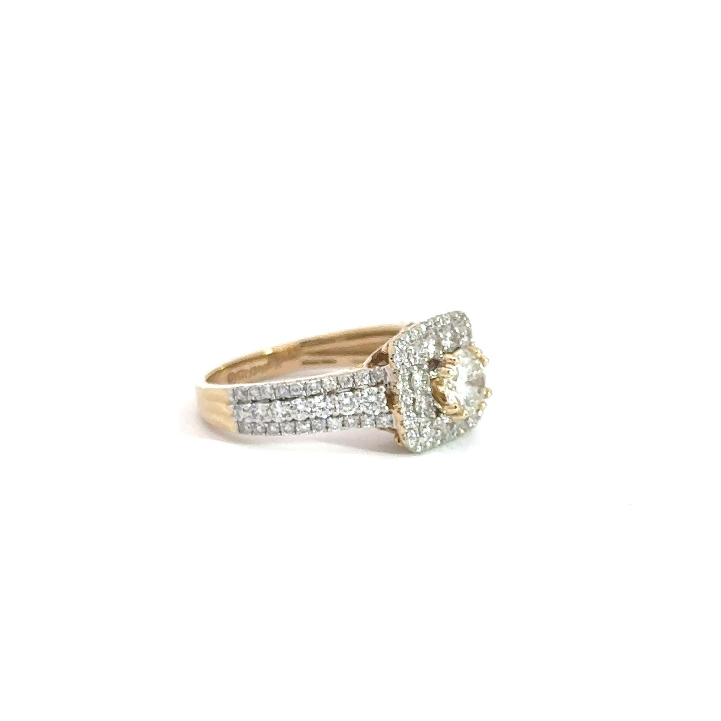 14k Yellow Gold Square Shaped Engagement Ring 1.20cttw
