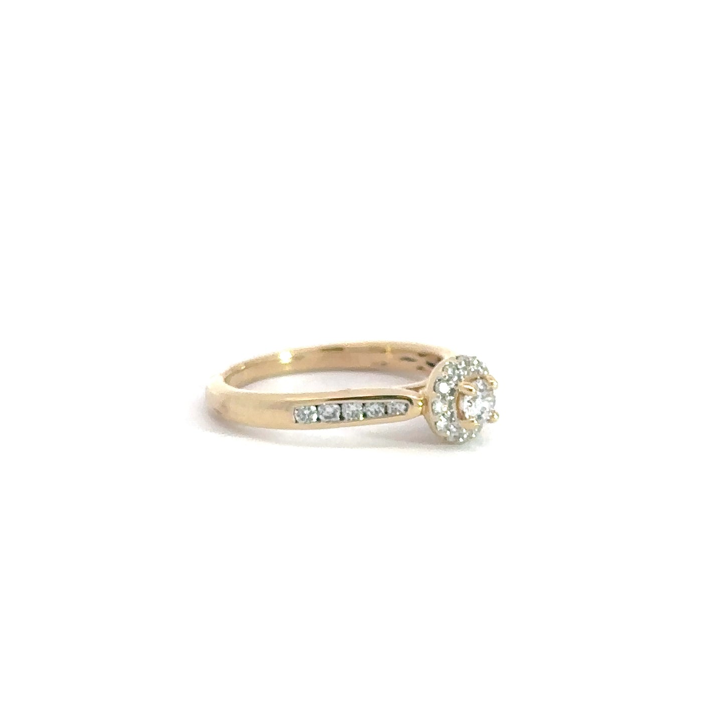 14k Yellow Gold .50cttw Halo Engagement Ring.