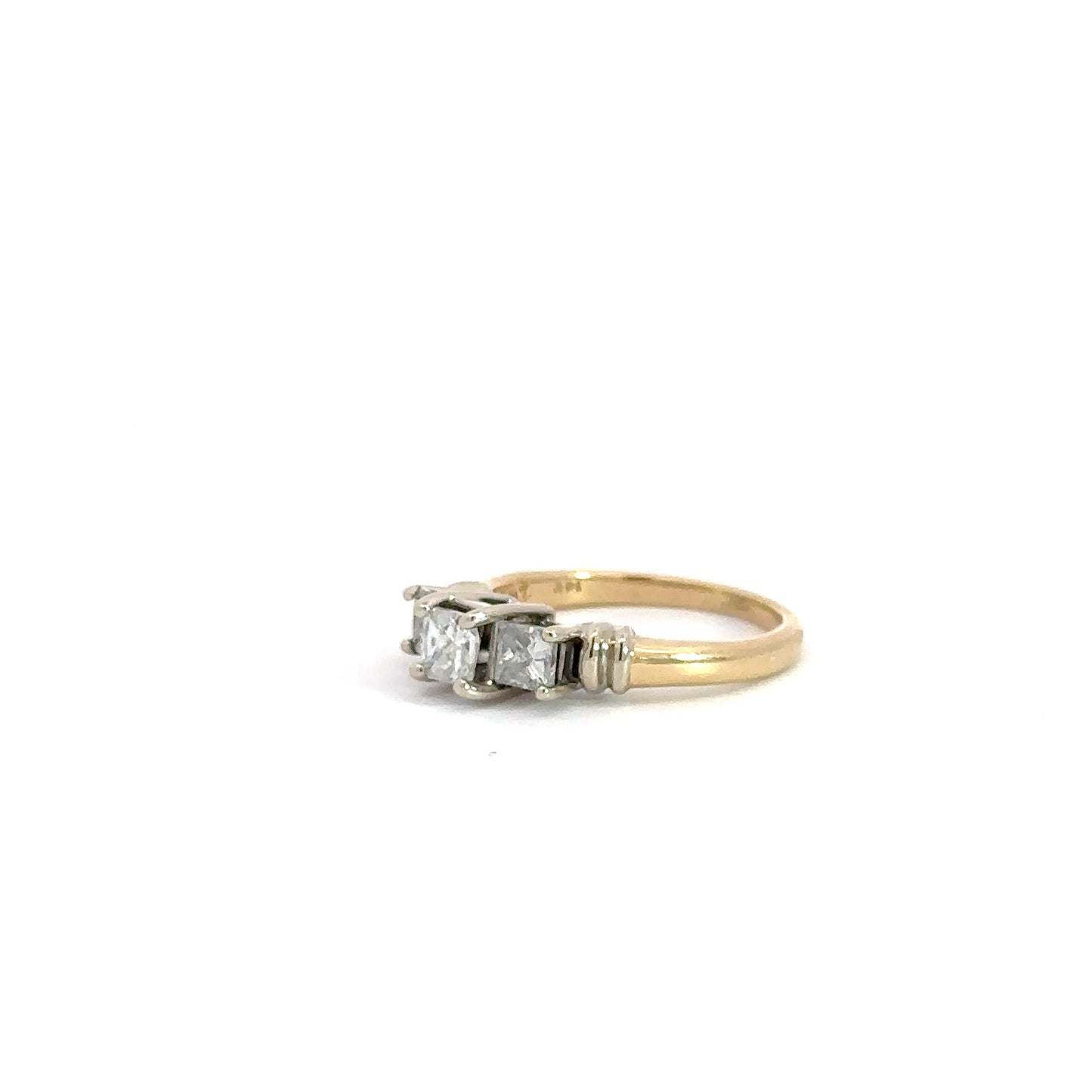 14k Yellow Gold Past, Present,& Future Diamond Ring