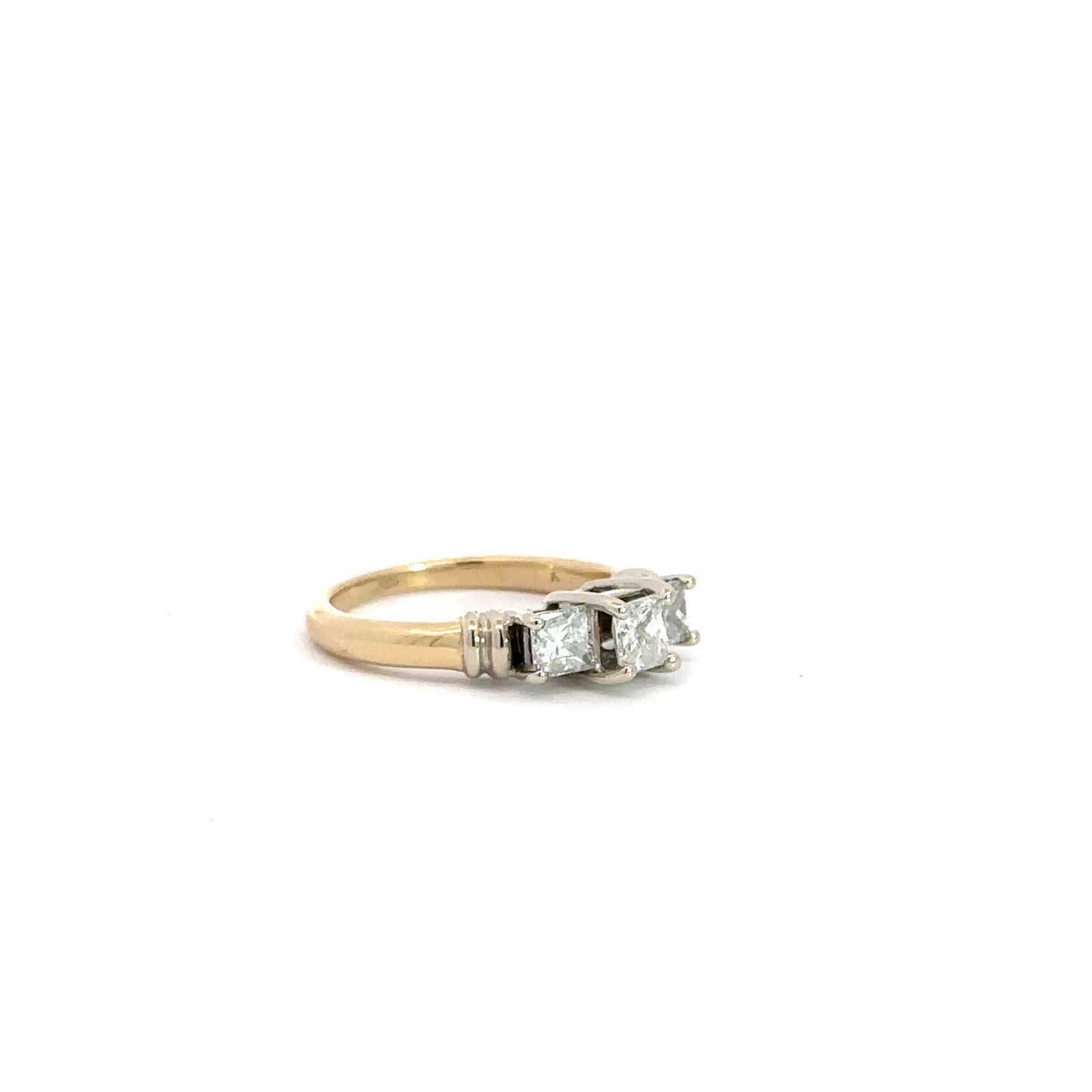 14k Yellow Gold Past, Present,& Future Diamond Ring