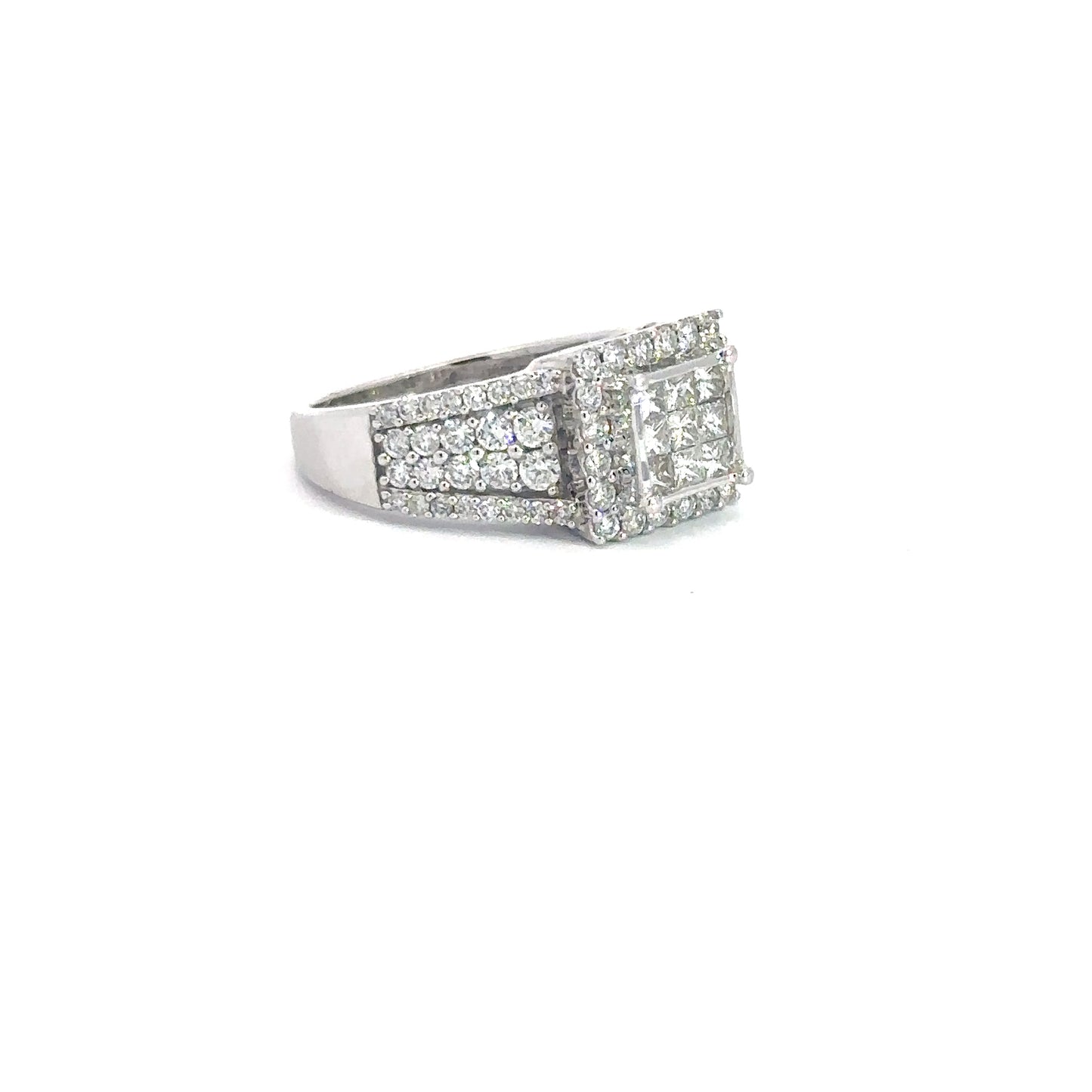 White Gold Invisible Set Diamond Engagement Ring