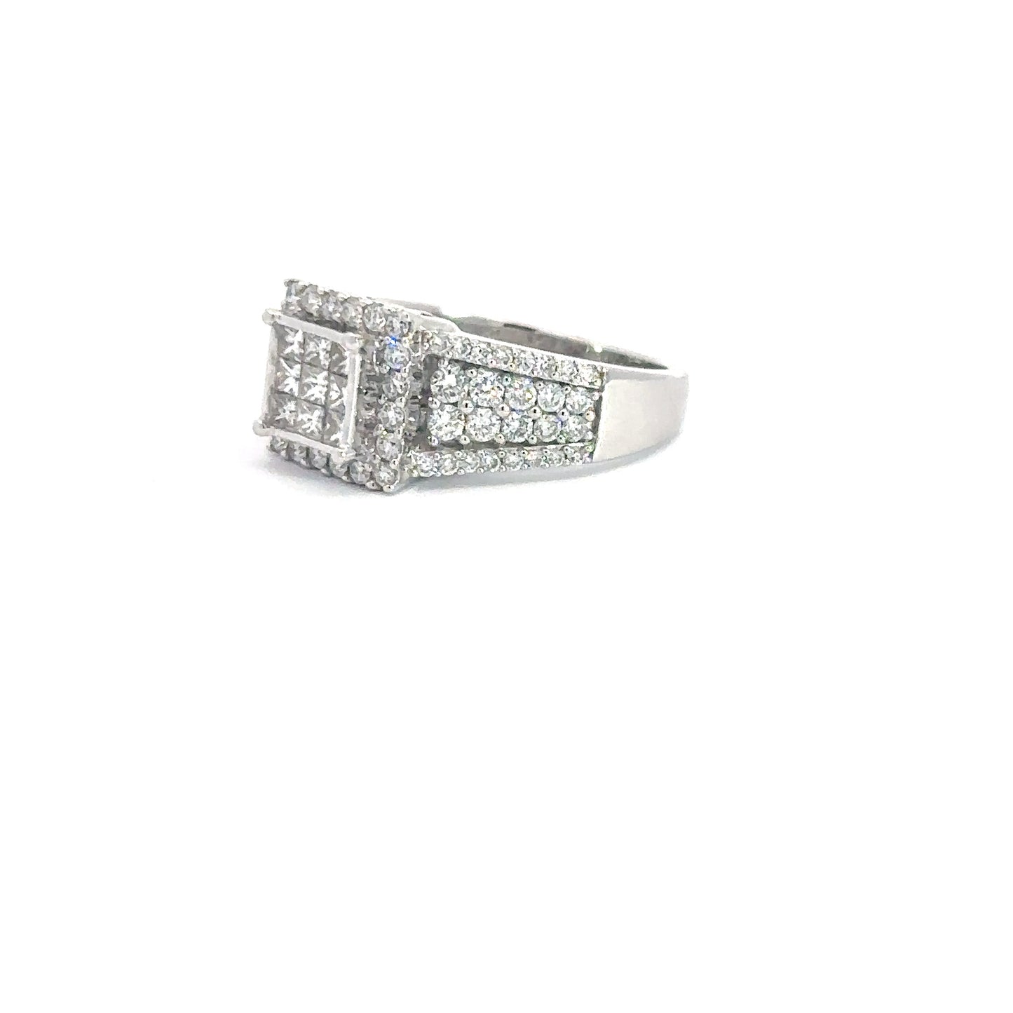 White Gold Invisible Set Diamond Engagement Ring