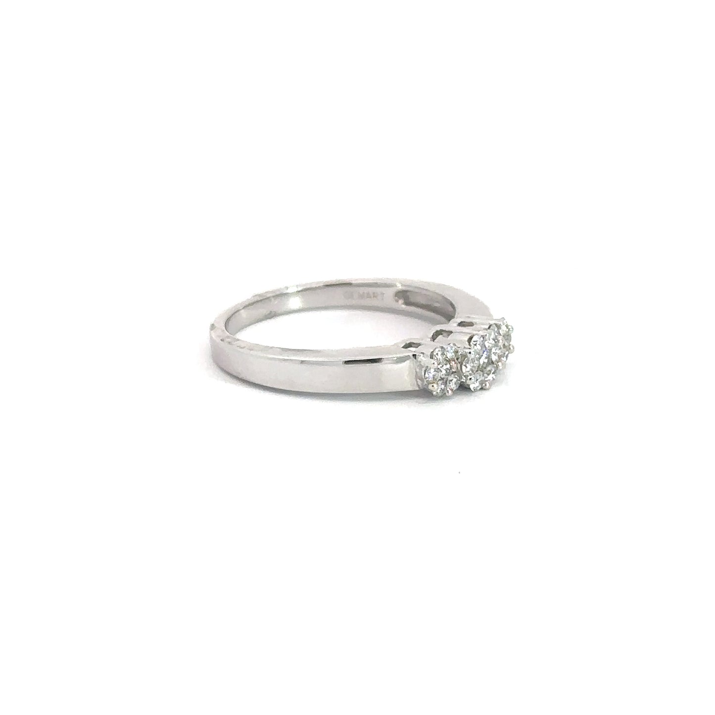 14k White Gold 3 Round Brilliant Cluster 1/4cttw