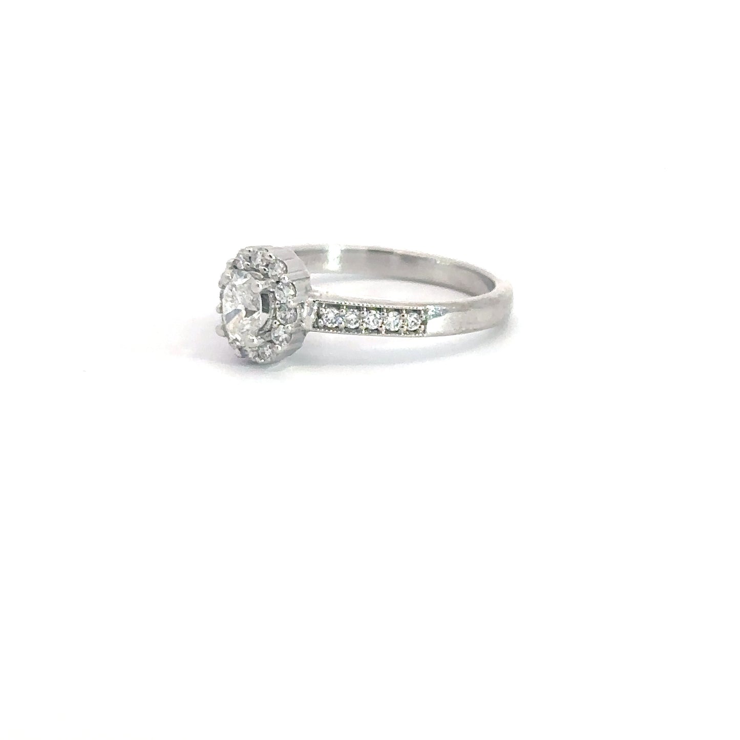 14k White Gold Oval Center With Diamond Halo 5/8cttw