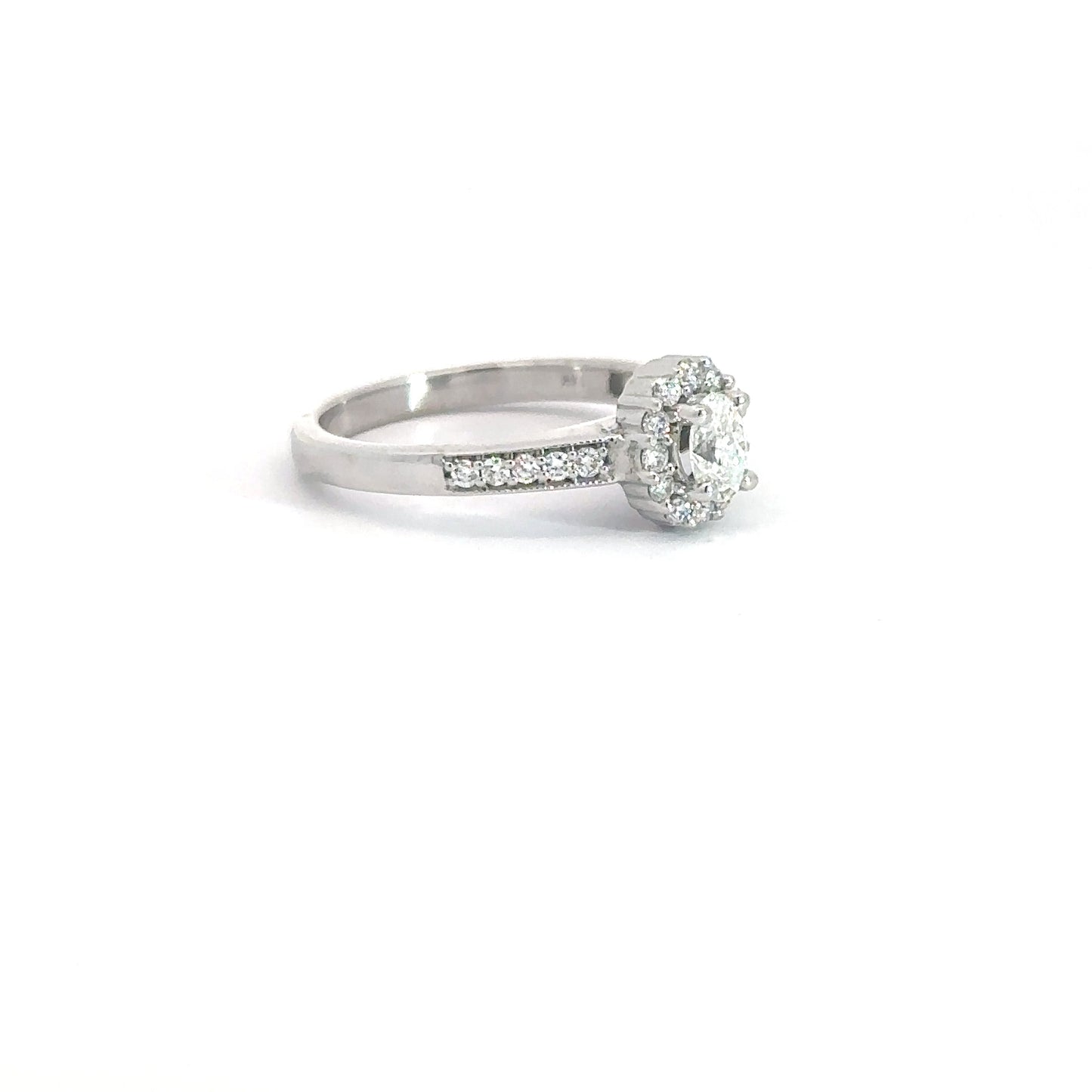 14k White Gold Oval Center With Diamond Halo 5/8cttw
