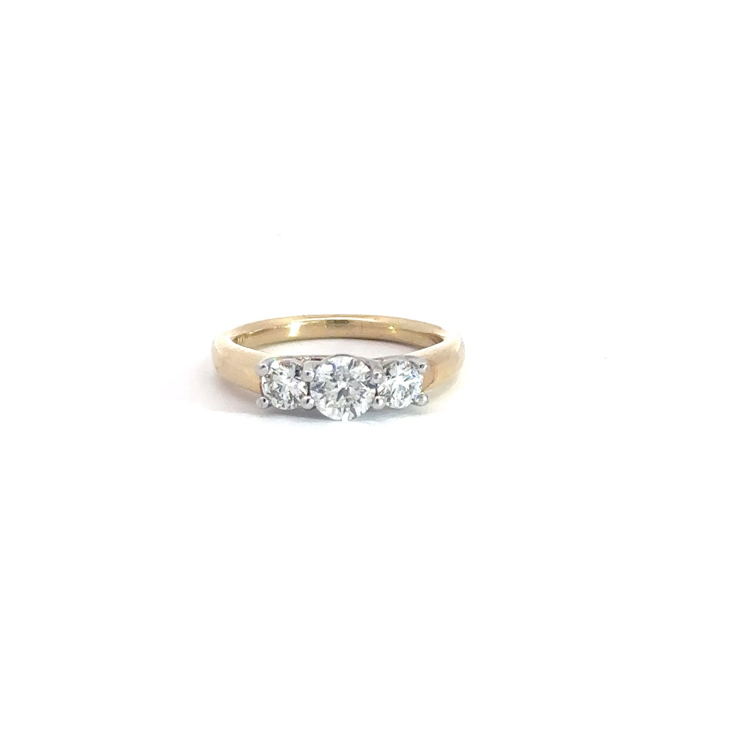 14k Yellow gold 3 Round Brilliant Diamonds 1.03cttw