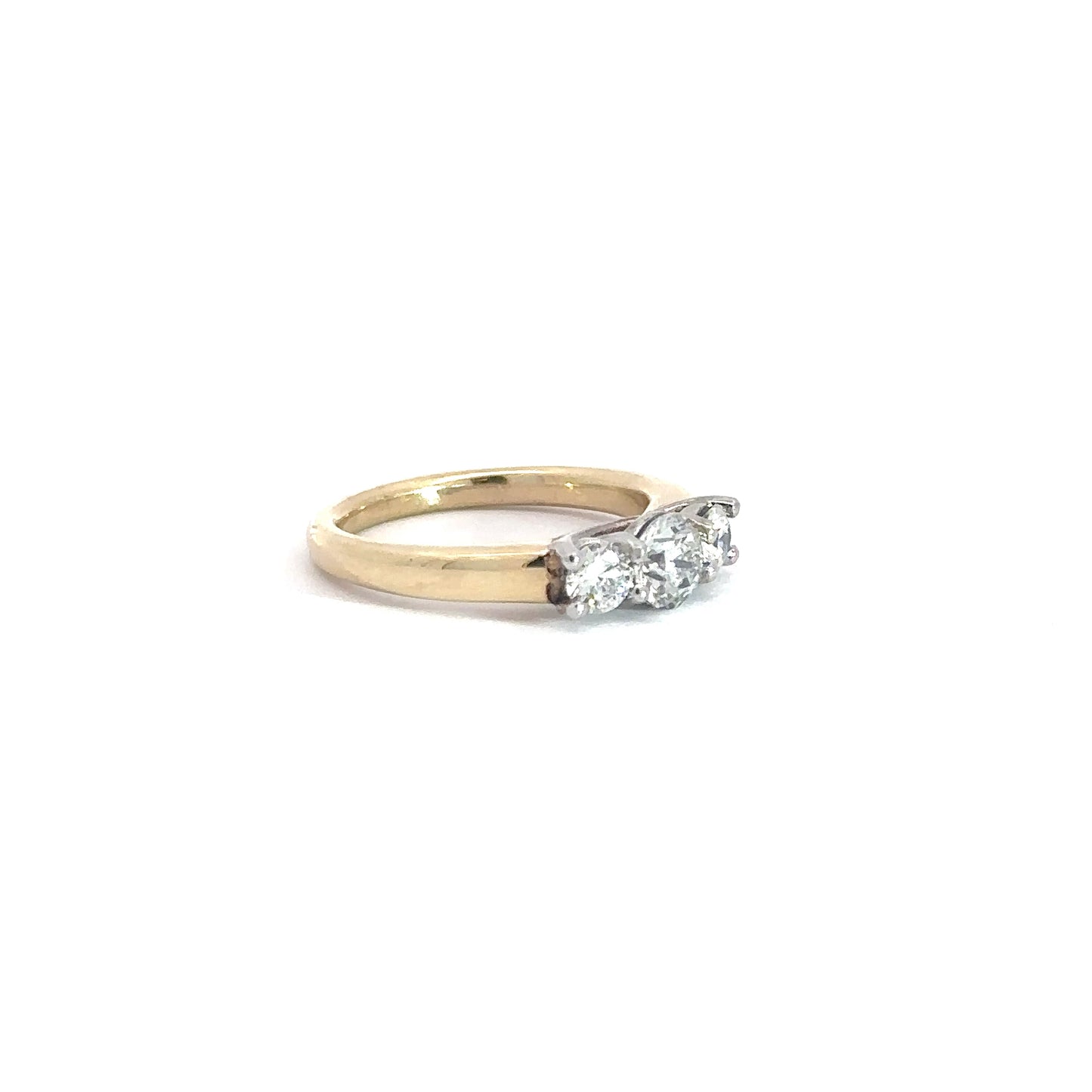 14k Yellow gold 3 Round Brilliant Diamonds 1.03cttw