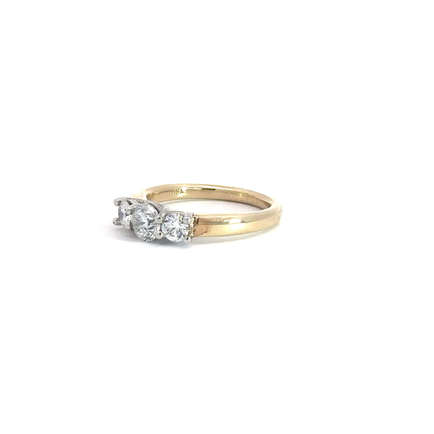14k Yellow gold 3 Round Brilliant Diamonds 1.03cttw