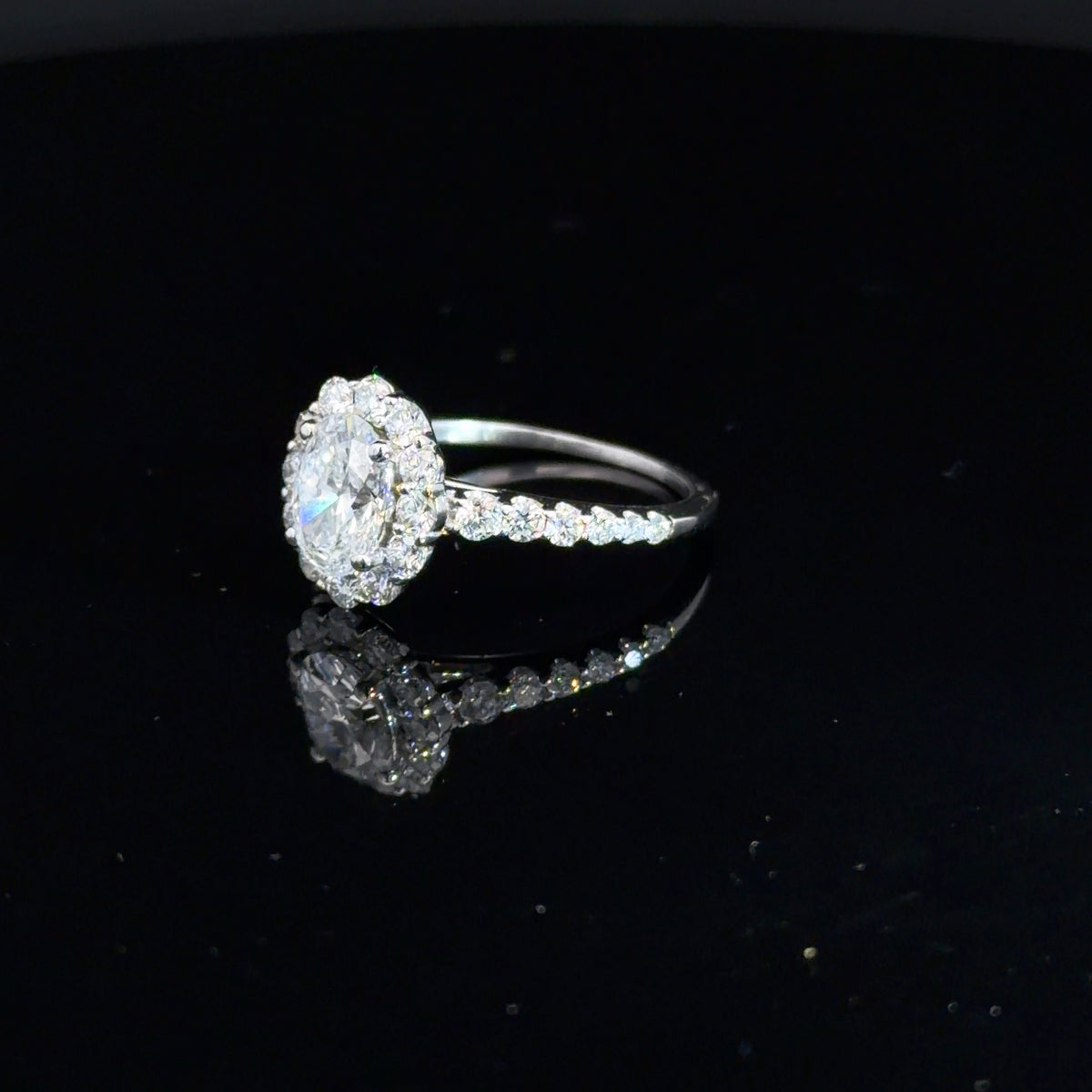 14k White Gold Lab Grown Oval Diamond Ring 1.83cttw