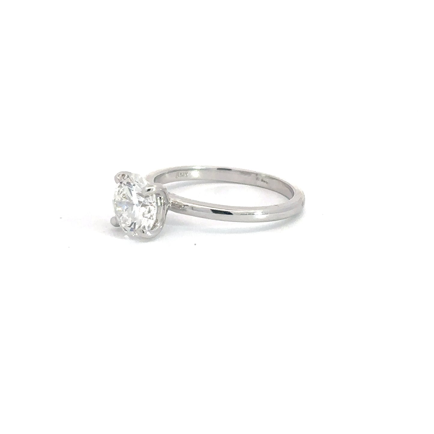 14k White Gold Round 1.51cttw Lab Diamond Solitaire Engagement Ring