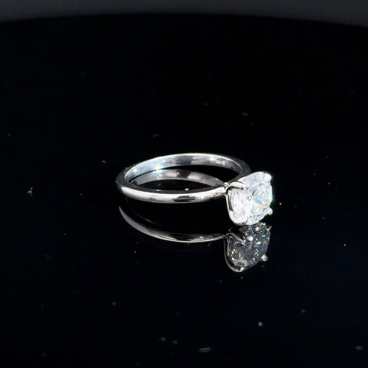 14k White Gold Lab Solitaire Engagement Ring 1.51ct