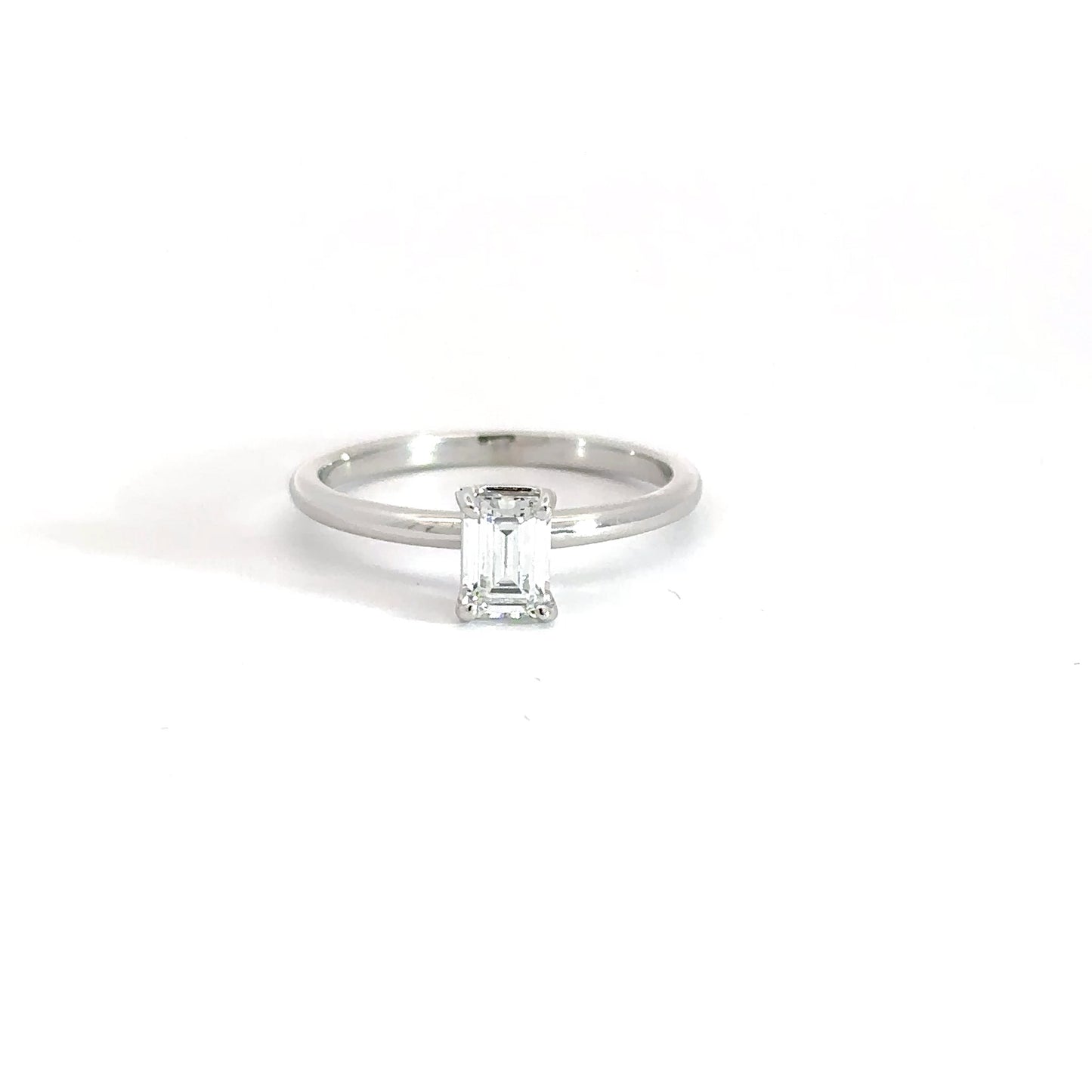 14k White Gold Emerald Cut Diamond Solitaire .52cttw