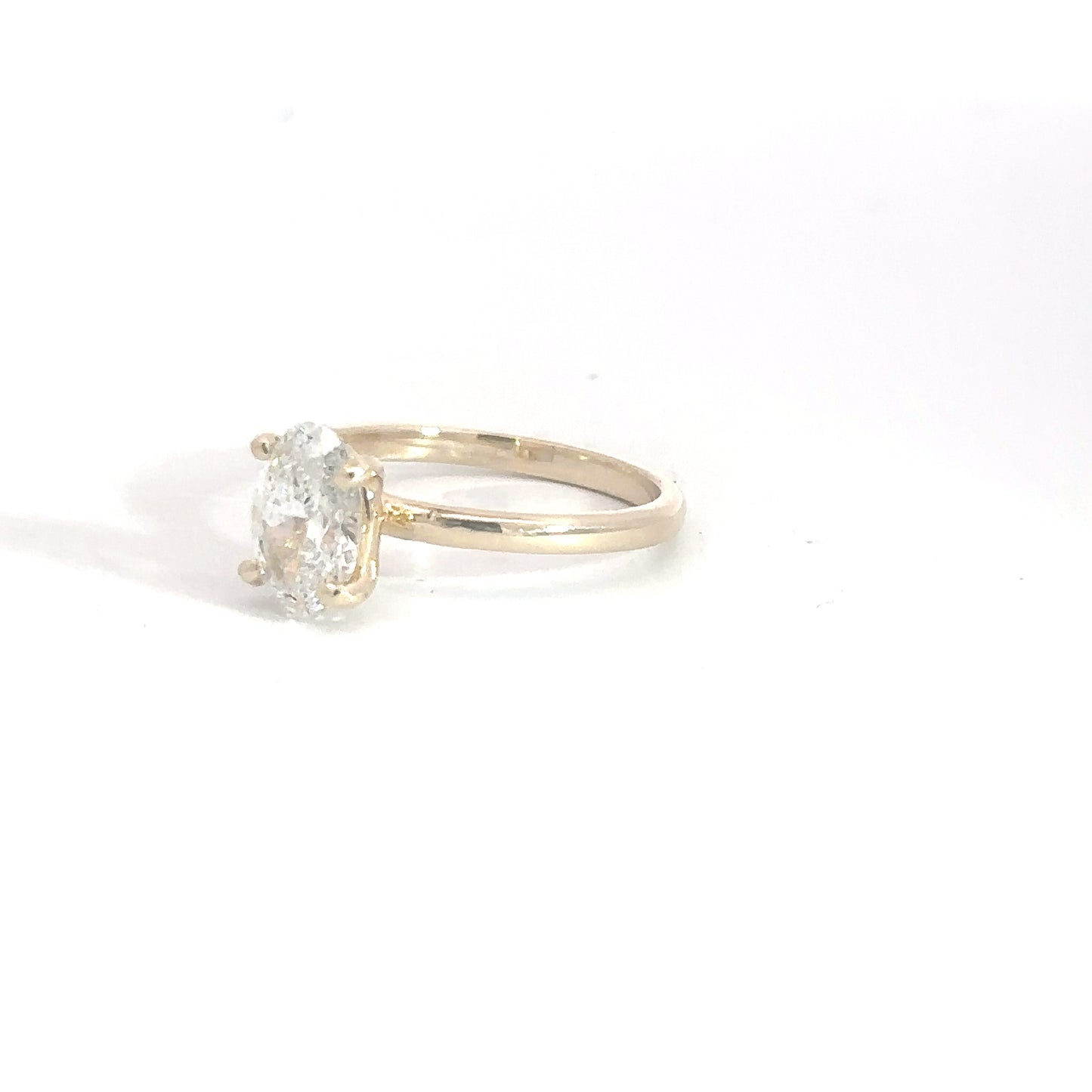 14k Yellow Gold Lab Grown 1.53ct Oval Solitaire