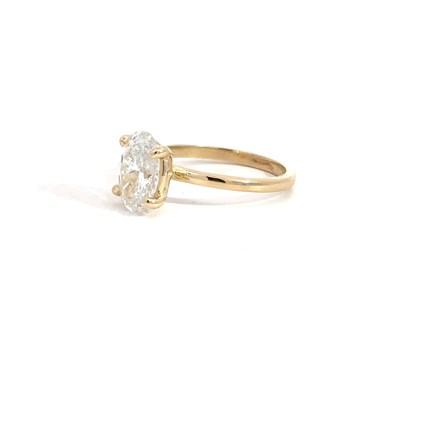 14k Yellow Gold Lab Grown Oval 2.04ct Engagement Ring