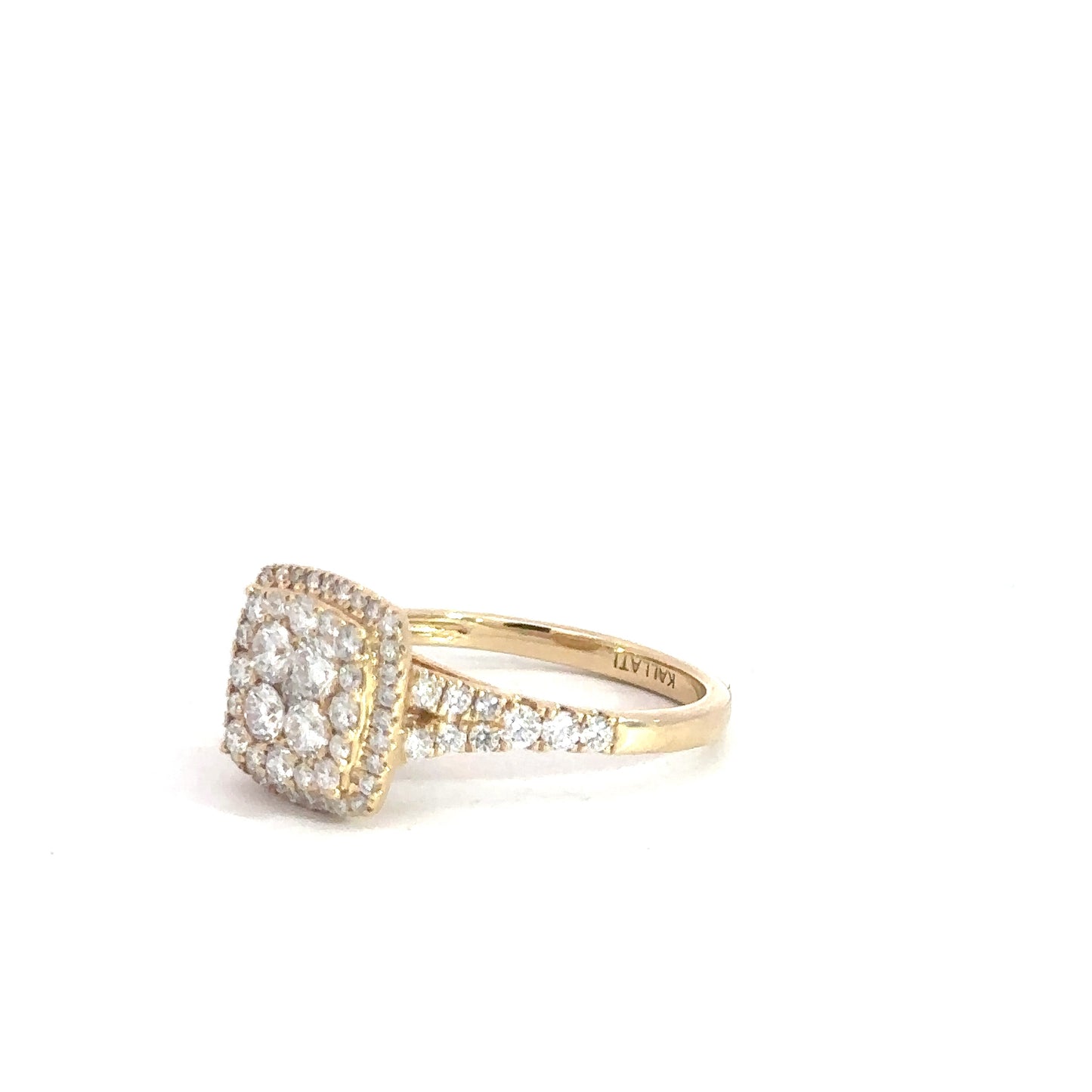 14k Yellow Gold Diamond Cluster Engagement Ring 1 1/4cttw