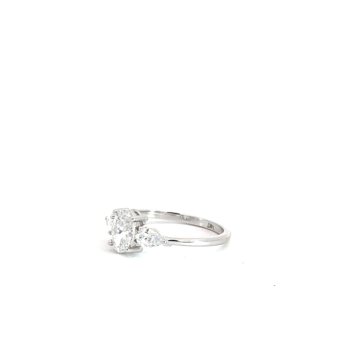 14k White Gold Lab Grown Oval & Pear Diamond Engagement Ring .97cttw