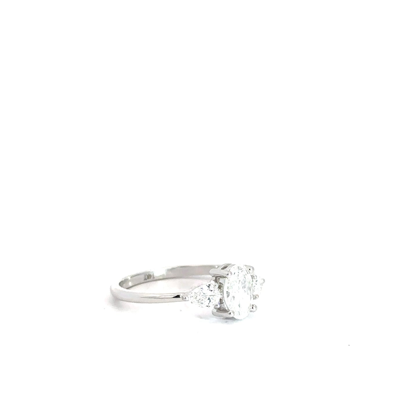 14k White Gold Lab Grown Oval & Pear Diamond Engagement Ring .97cttw