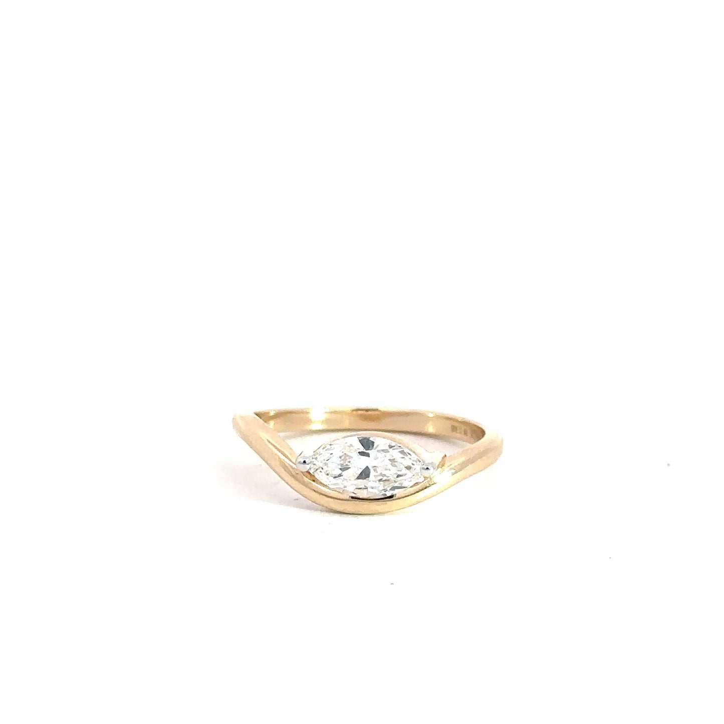 14k Yellow Gold Lab Grown Marquise Engagement Ring .57cttw