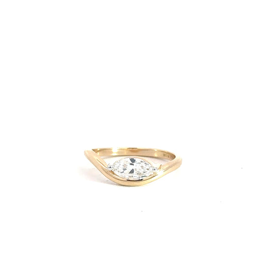 14k Yellow Gold Lab Grown Marquise Engagement Ring .57cttw