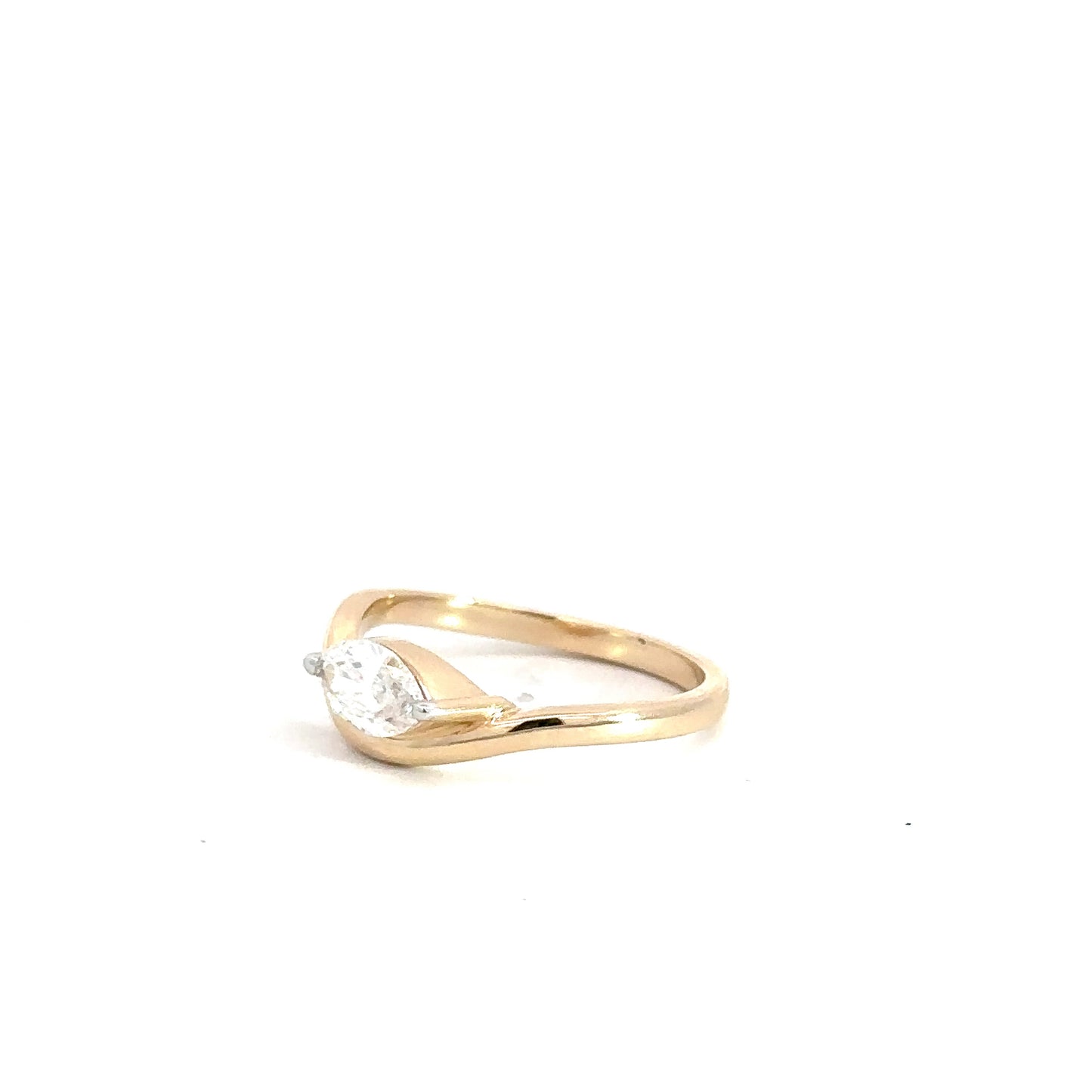 14k Yellow Gold Lab Grown Marquise Engagement Ring .57cttw