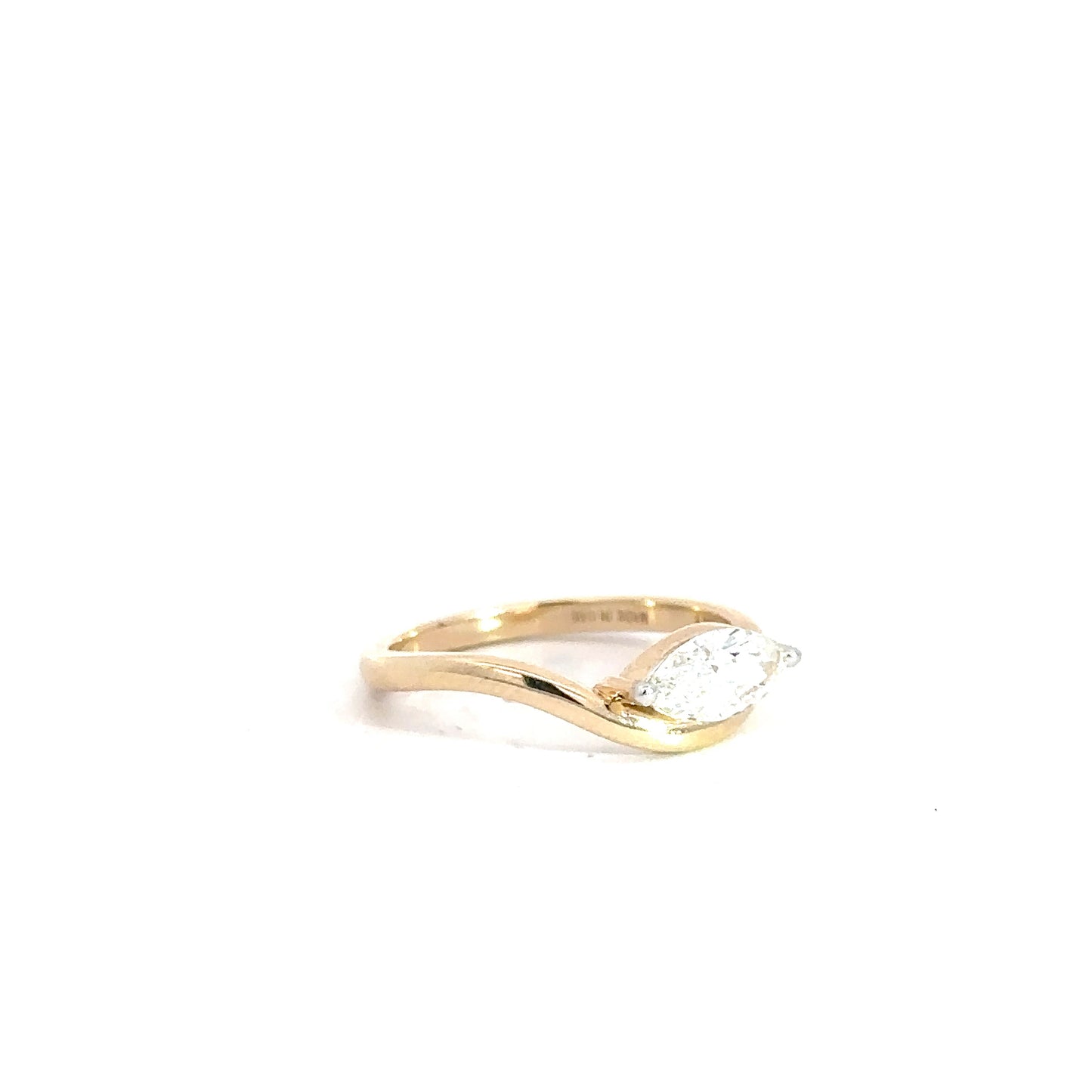 14k Yellow Gold Lab Grown Marquise Engagement Ring .57cttw
