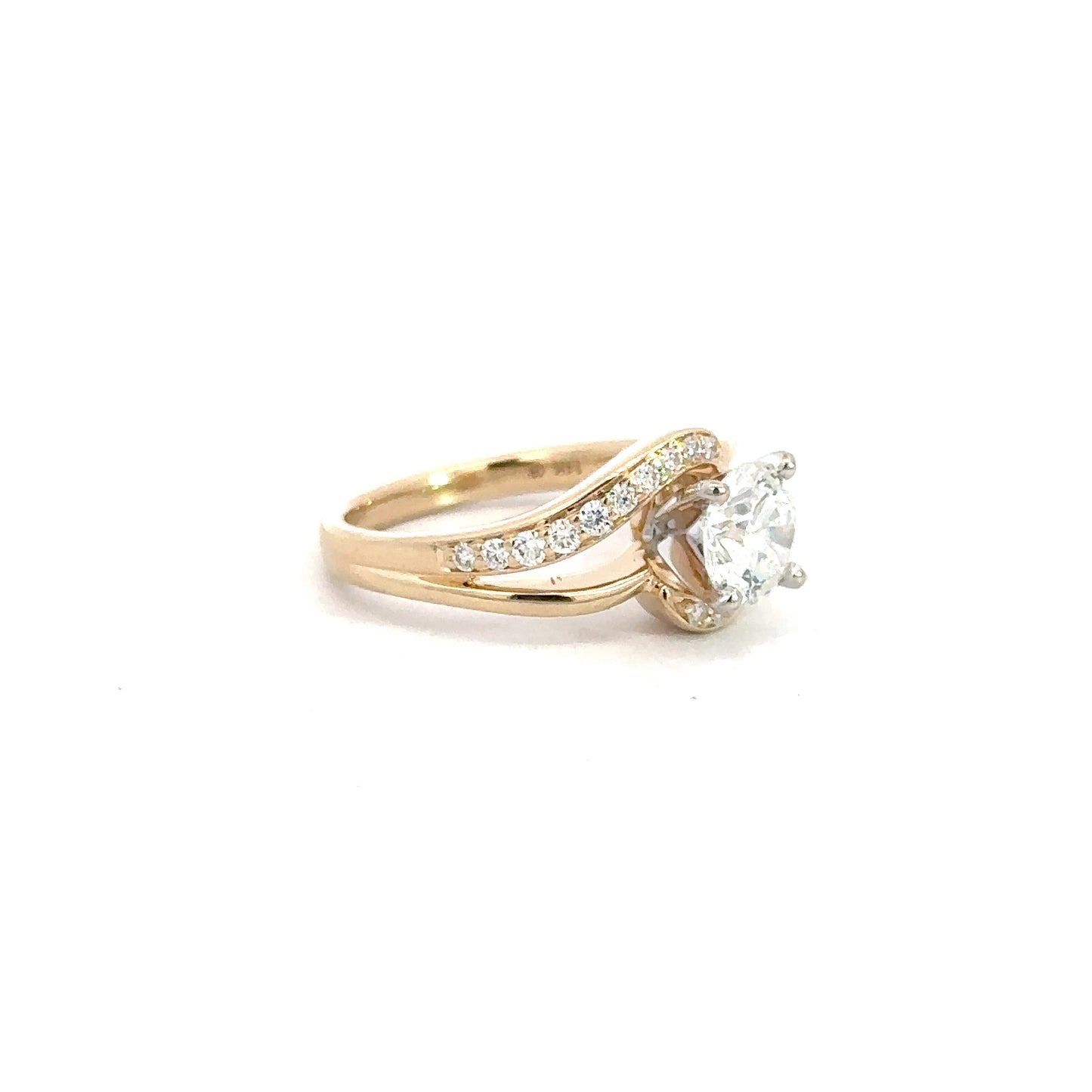 14k Yellow Gold Diamond Engagement Ring 1.38cttw