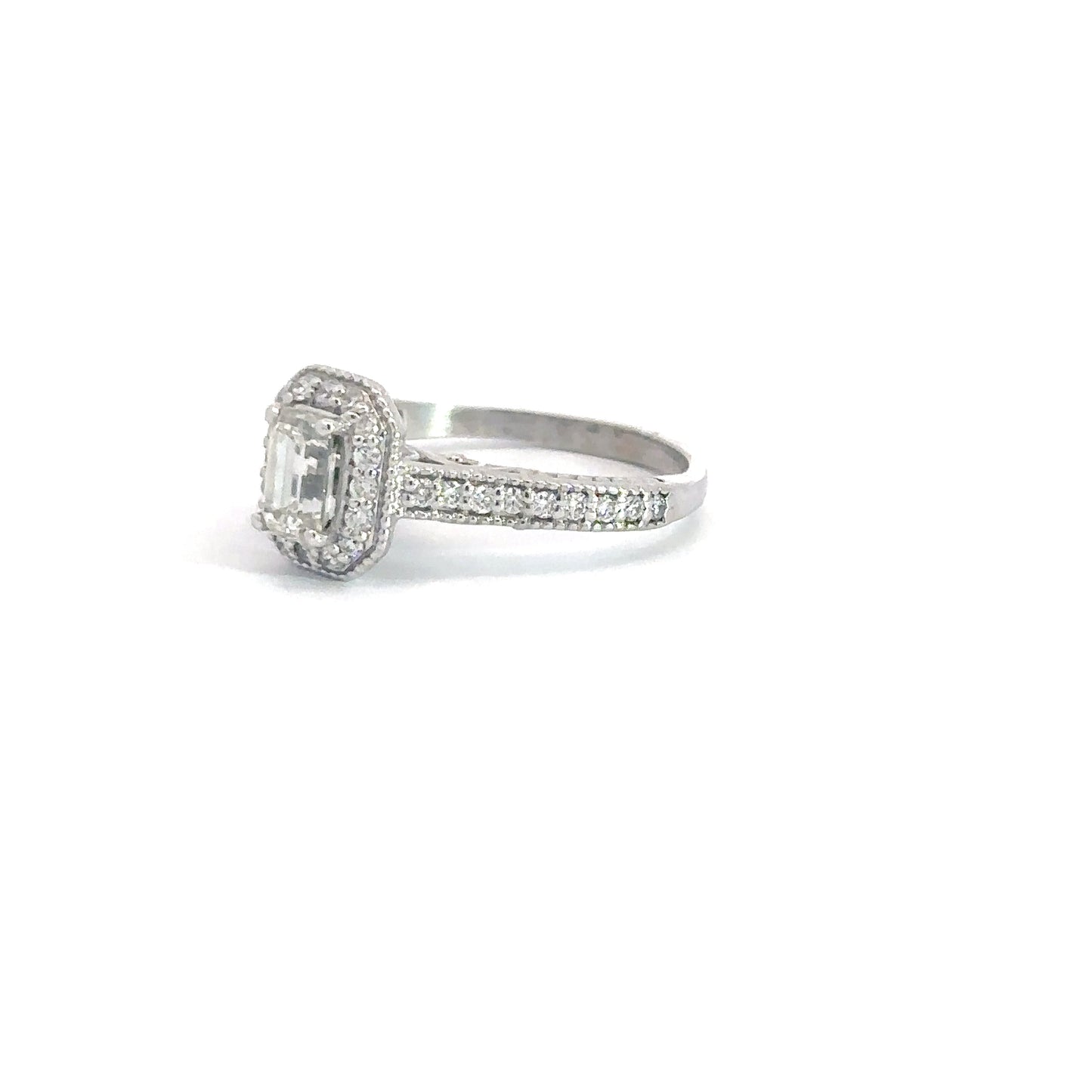 14k White Gold Emerald Cut Diamond 1.26cttw Ring