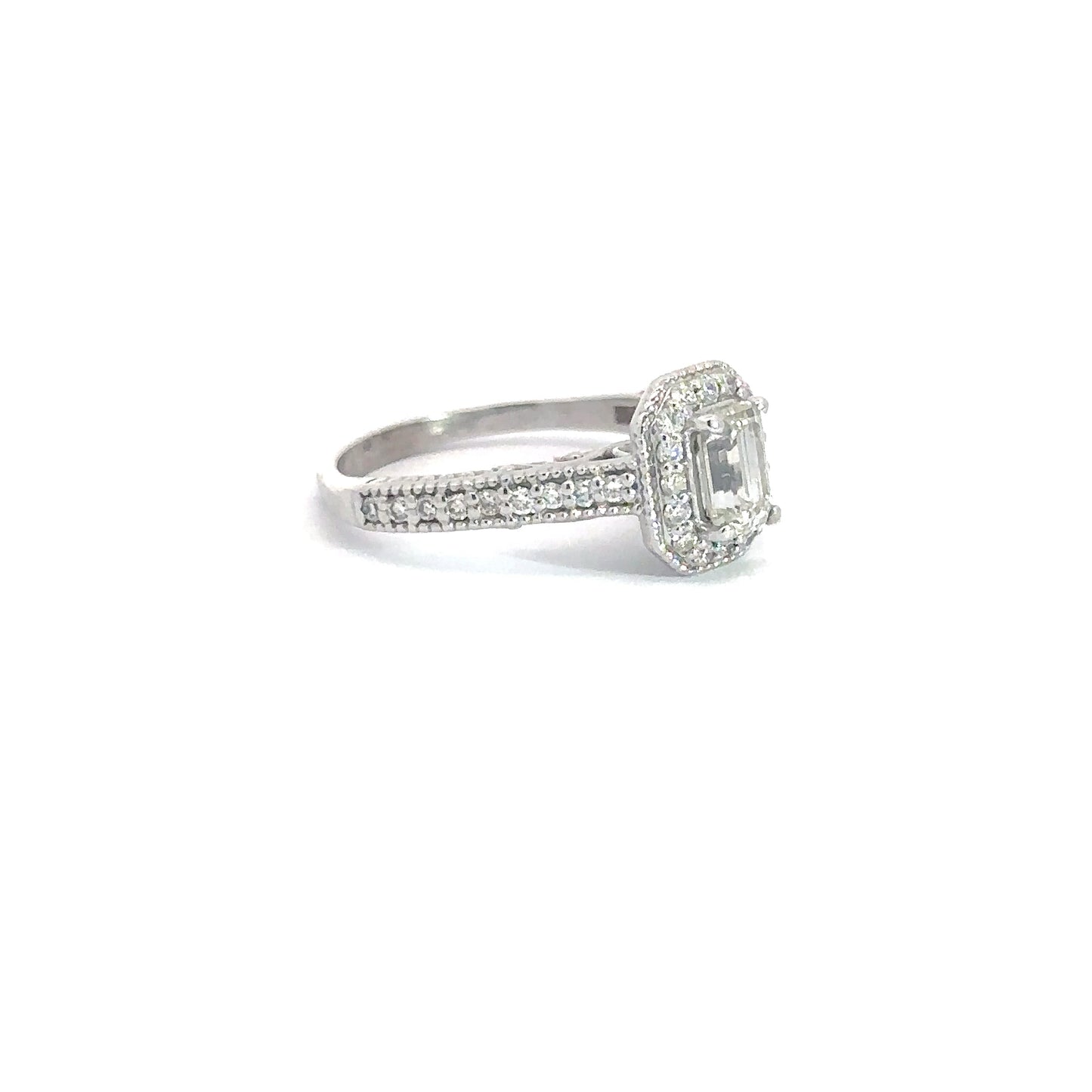 14k White Gold Emerald Cut Diamond 1.26cttw Ring