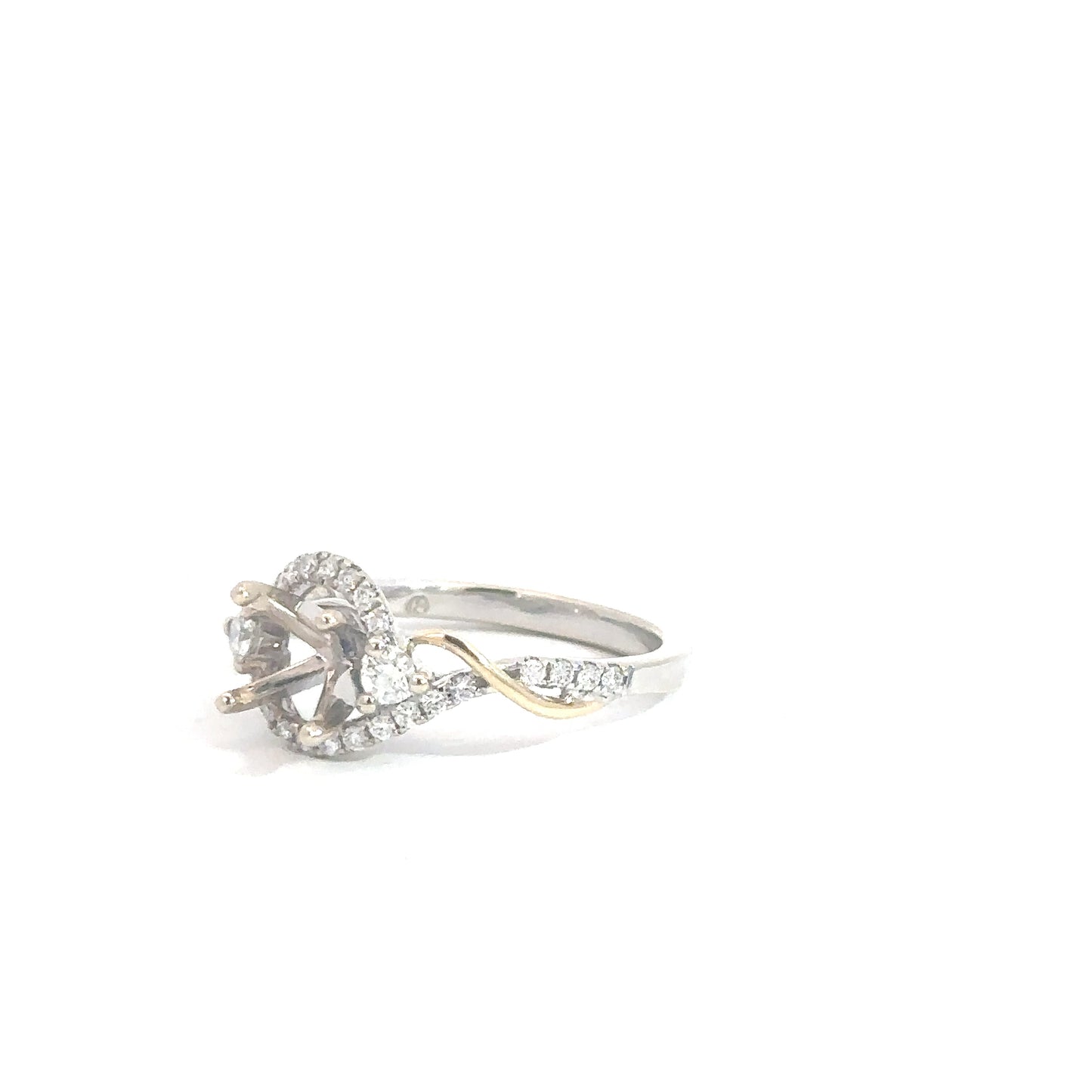 14k Yellow & White Gold Diamond Semi-Mount Engagement Ring