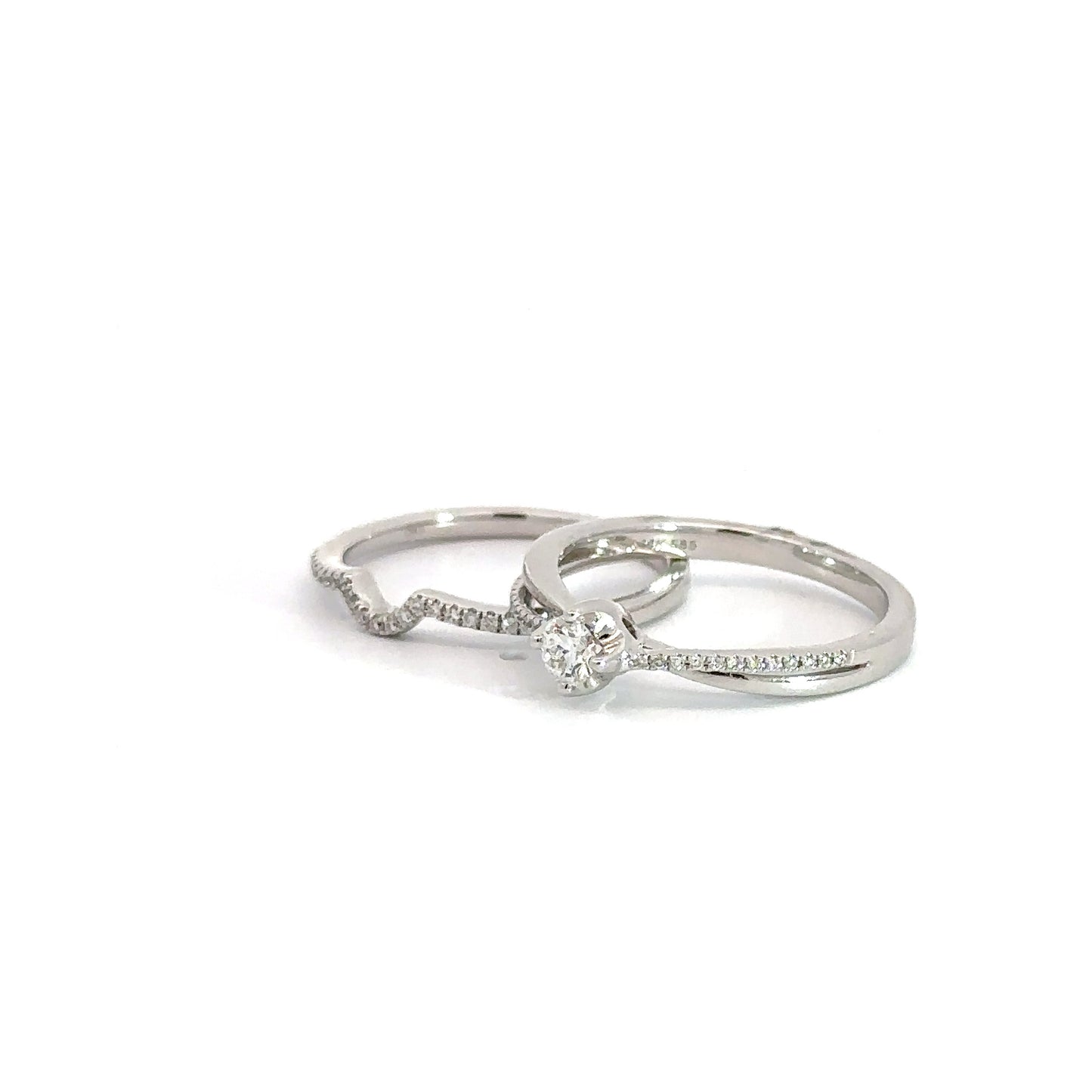 14k White Gold Diamond Bridal Set .42cttw