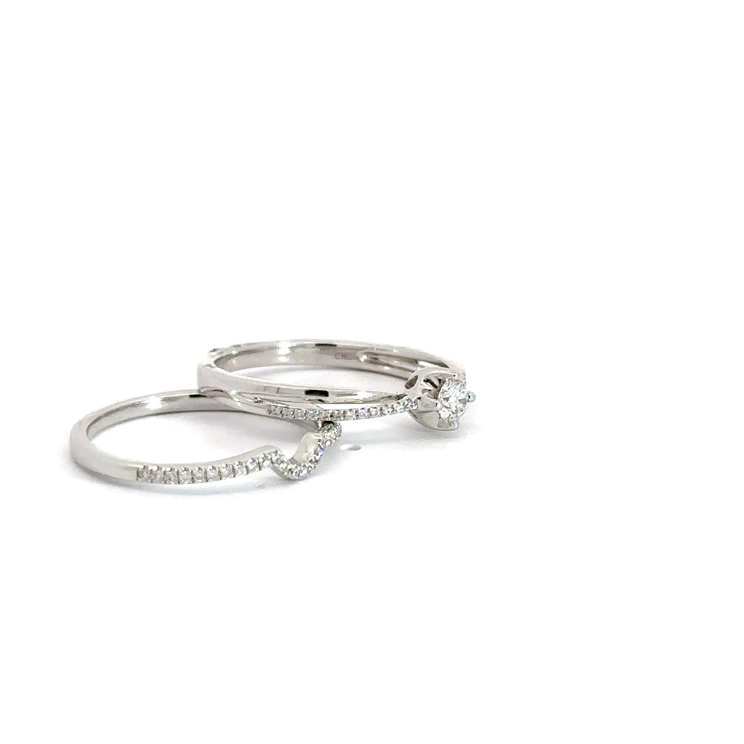 14k White Gold Diamond Bridal Set .42cttw
