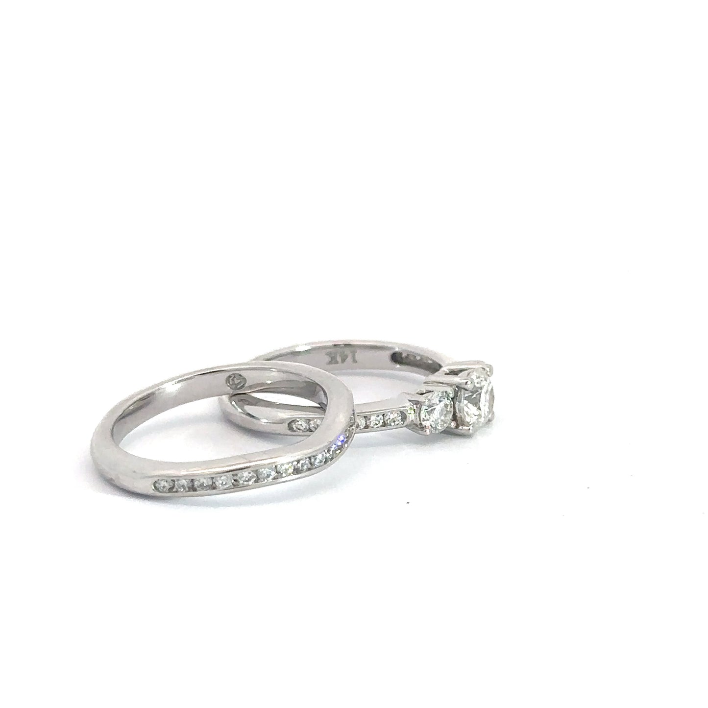 3 Round Brilliant Diamond Accented Bridal Set