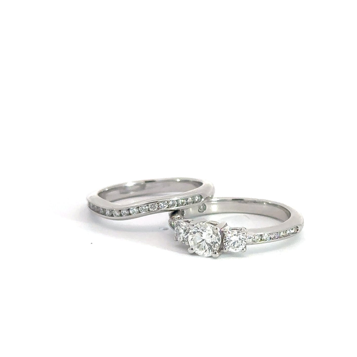 3 Round Brilliant Diamond Accented Bridal Set
