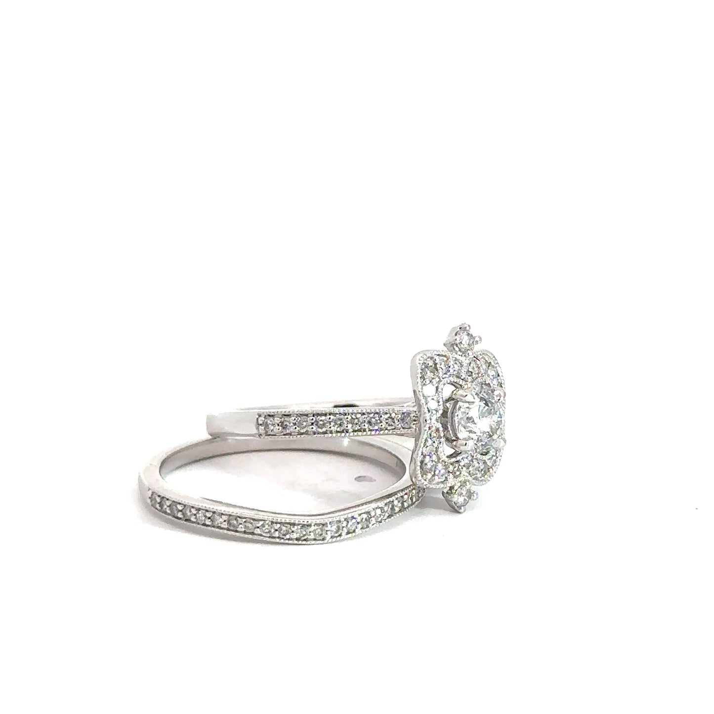 14k White Gold Diamond Bridal Set .78cttw