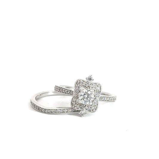 14k White Gold Diamond Bridal Set .78cttw