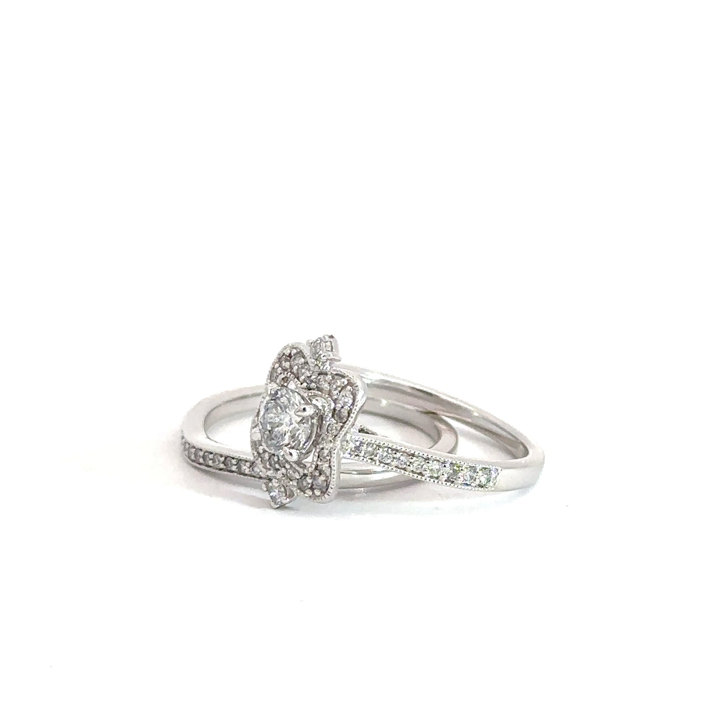14k White Gold Diamond Bridal Set .78cttw