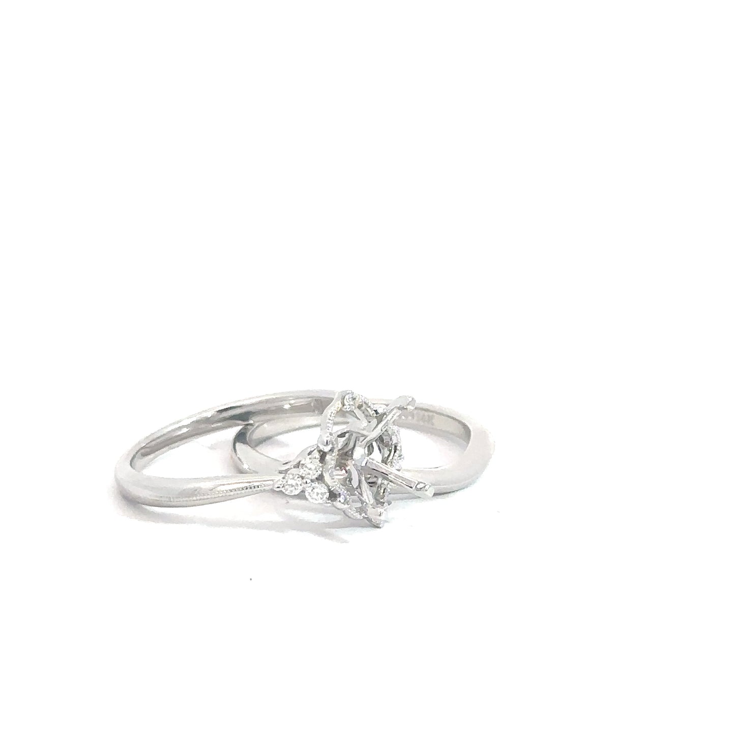 14k White Gold Semi Set Bridal Set .13cttw