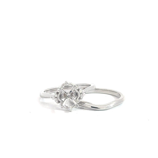 14k White Gold Semi Set Bridal Set .13cttw