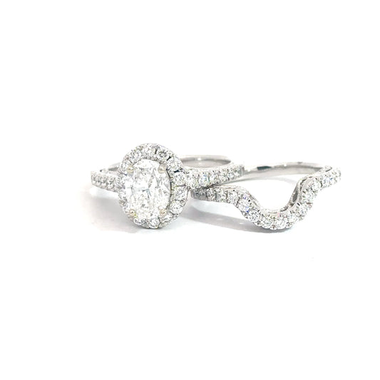 14k White Gold Oval Diamond Bridal Set 1.97cttw