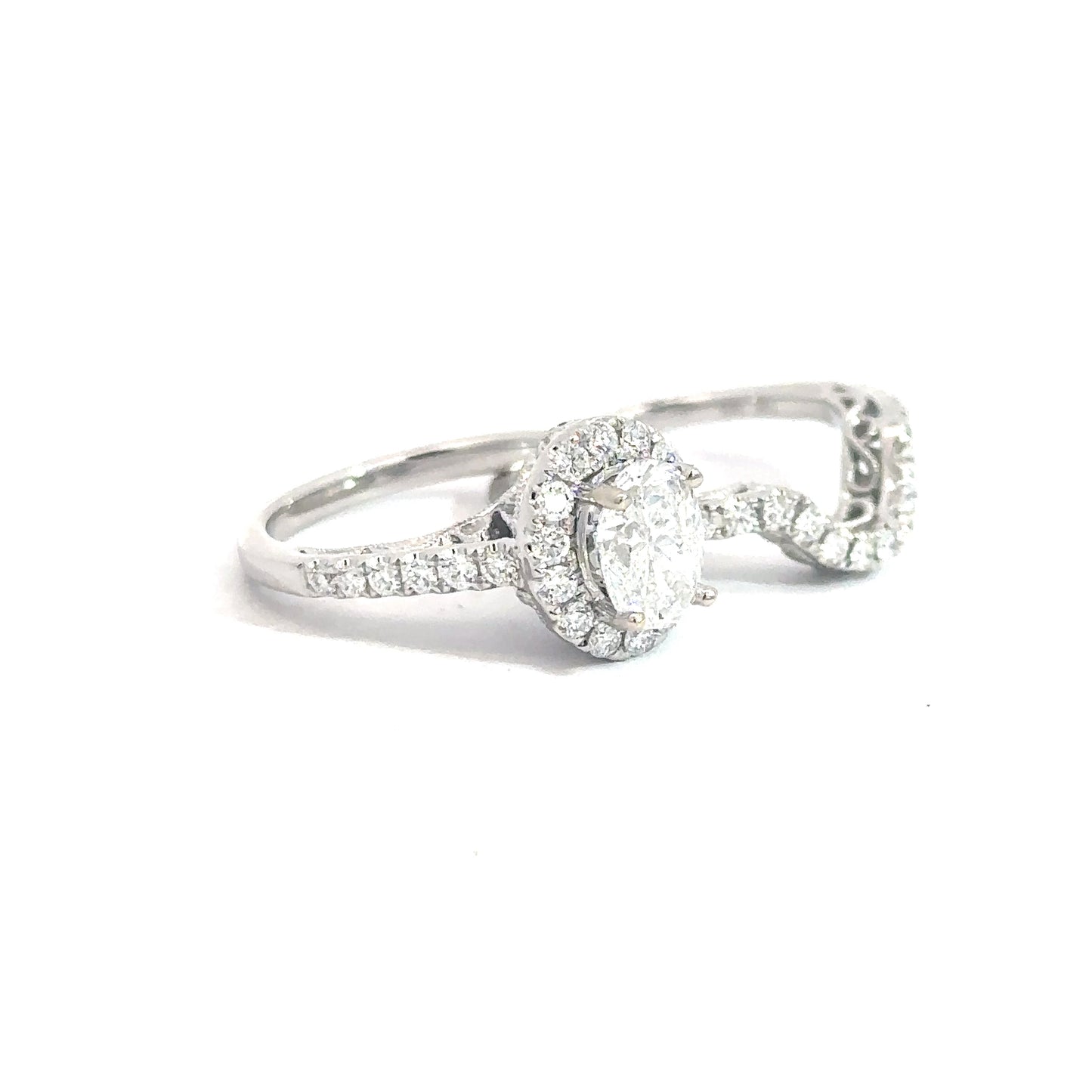 14k White Gold Oval Diamond Bridal Set 1.97cttw