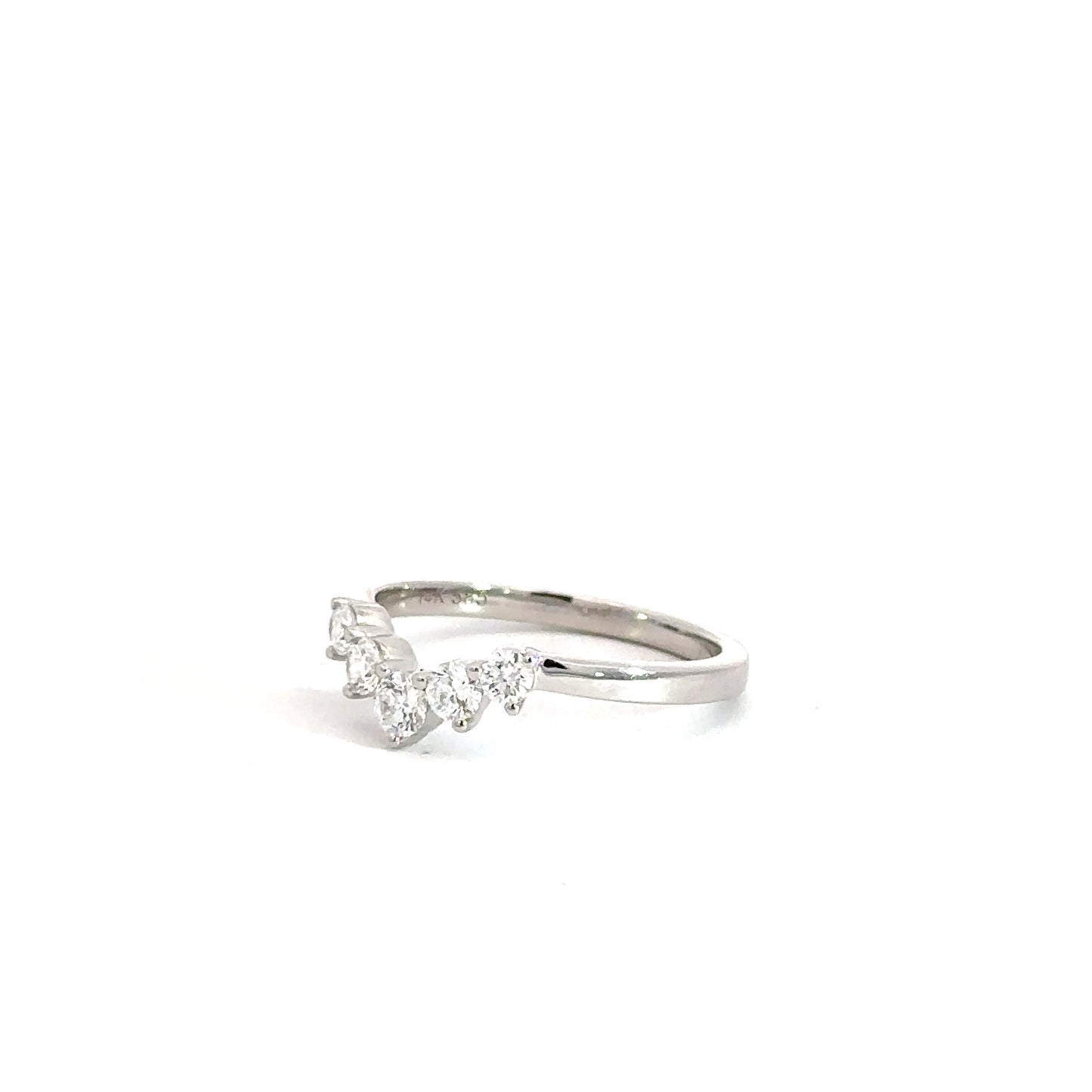 14k White Gold Diamond Contour Band .41cttw