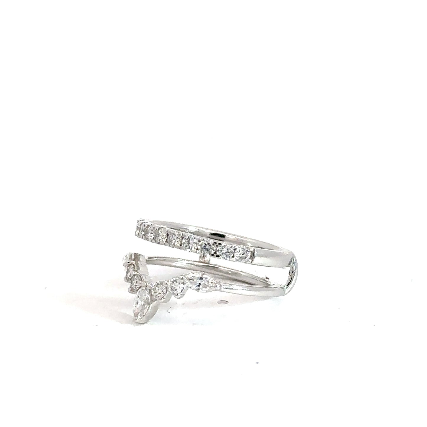 14k White Gold Round Brilliant & Marquise Diamond Ring Jacket .92cttw